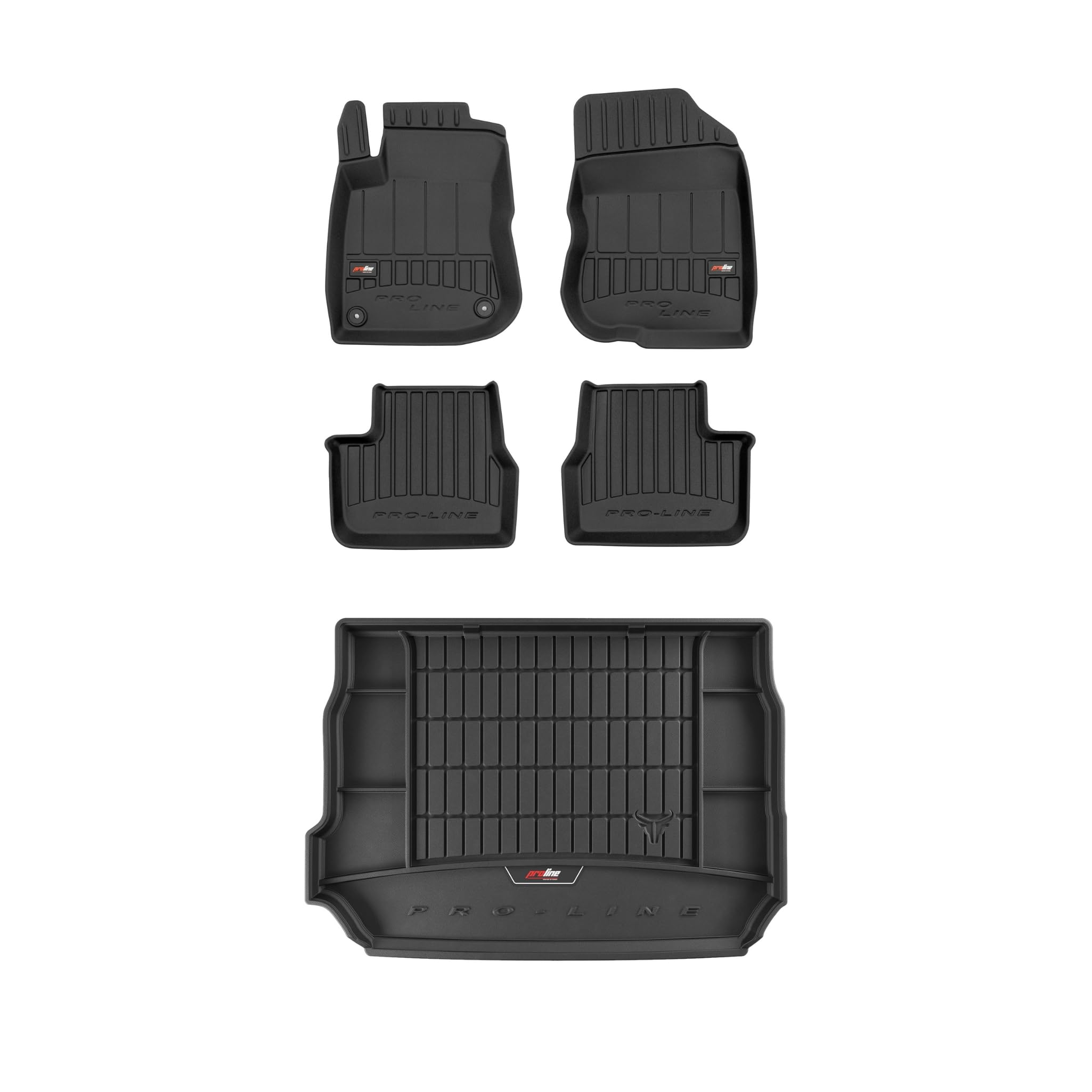 FROGUM ProLine 3D Un Juego de Alfombrillas de Goma para Coche y cubeta Maletero con Logo Alfombras para Peugeot 2008 I 2013-2019| Los Bordes más Altos