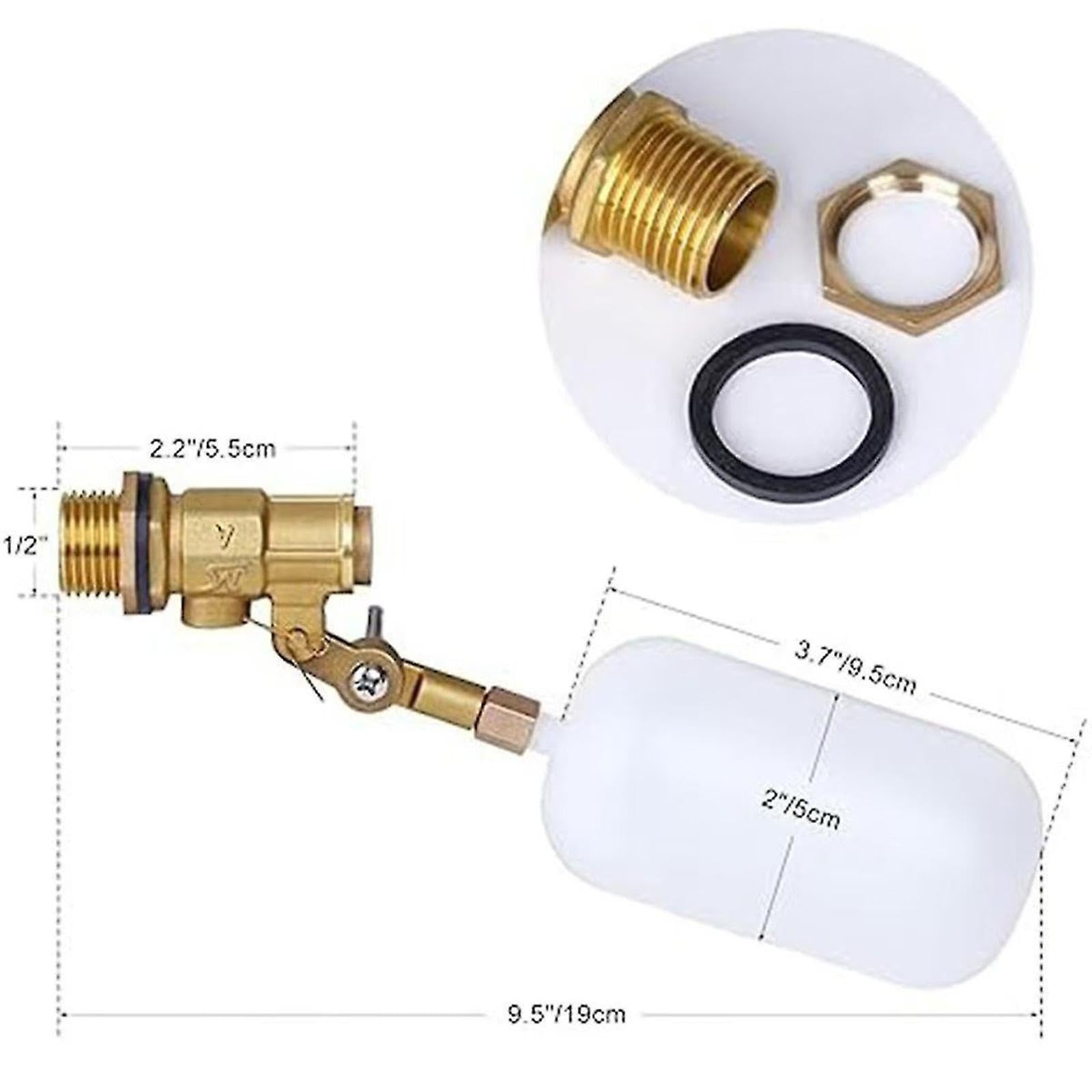 perfk Robinet à flotteur de 1/2 pouce pour réservoir d'eau, remplissage automatique et arrêt avec bras réglable pour aquariums et piscines