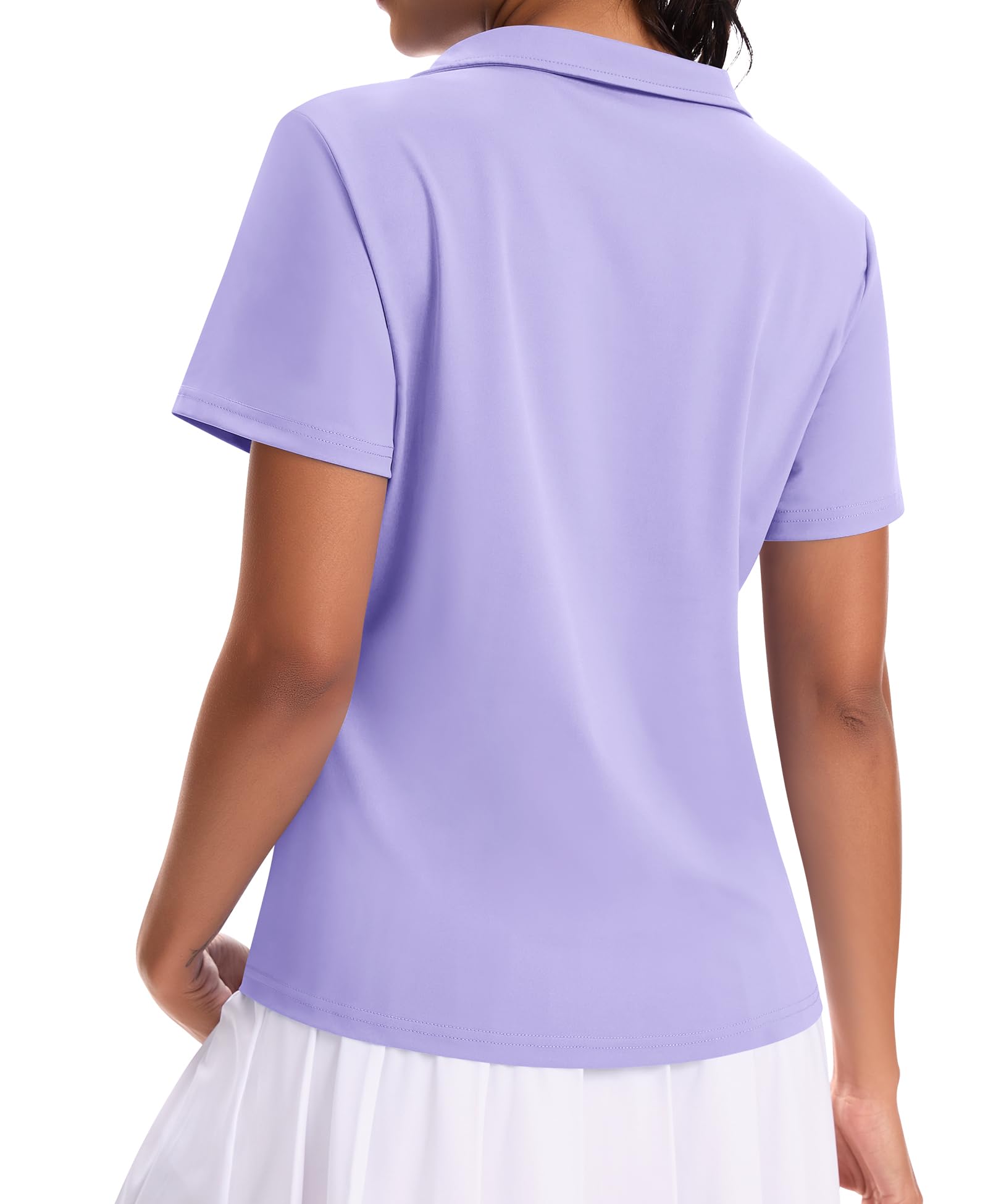 JoyGirl Women's Golf Polo Shirts UPF 50+ V-Neck Short Sleeve Tennis Shirt Quick Dry Moisture Wicking Casual Workout Tops (Light Purple,Large)