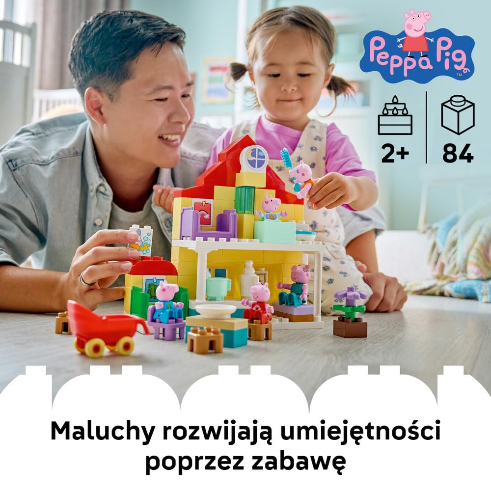 LEGO DUPLO Dom rodzinny 10467 | domek dla dzieci, klocki dla 2-latka, prezent dla dziewczynki i chłopca 2+, rodzinna zabawa, 84 elementy