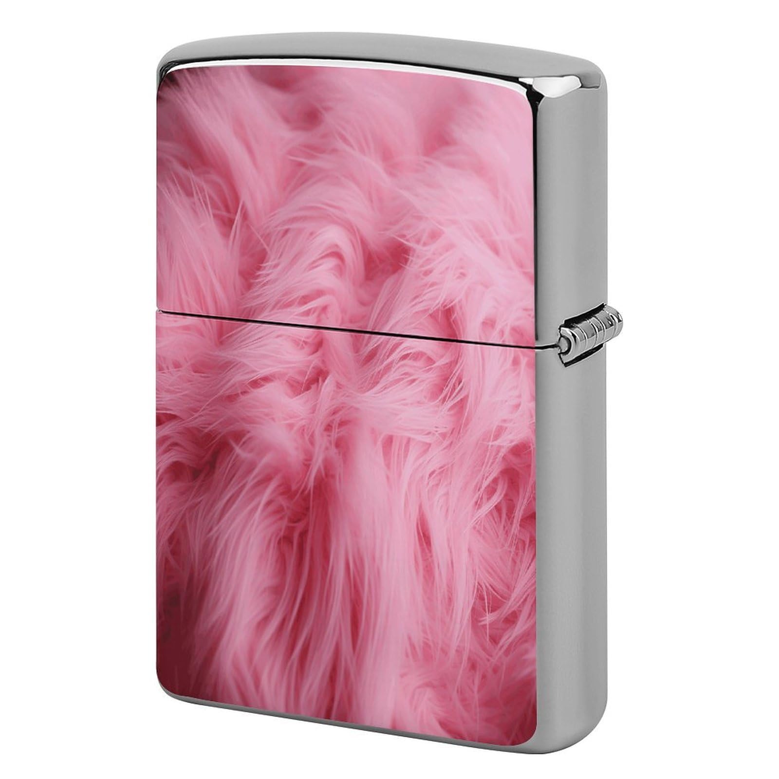 Fekiloot Style Pink Fluffy Fur Pattern Lighter Case Cover Metal Lighter Case