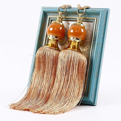 YATINGZHANG Tie Backs For Curtains 1 Pair Curtain Tie Backs With Tassel Traditional Chinese Tieback Decorative Accessories(Orange)
