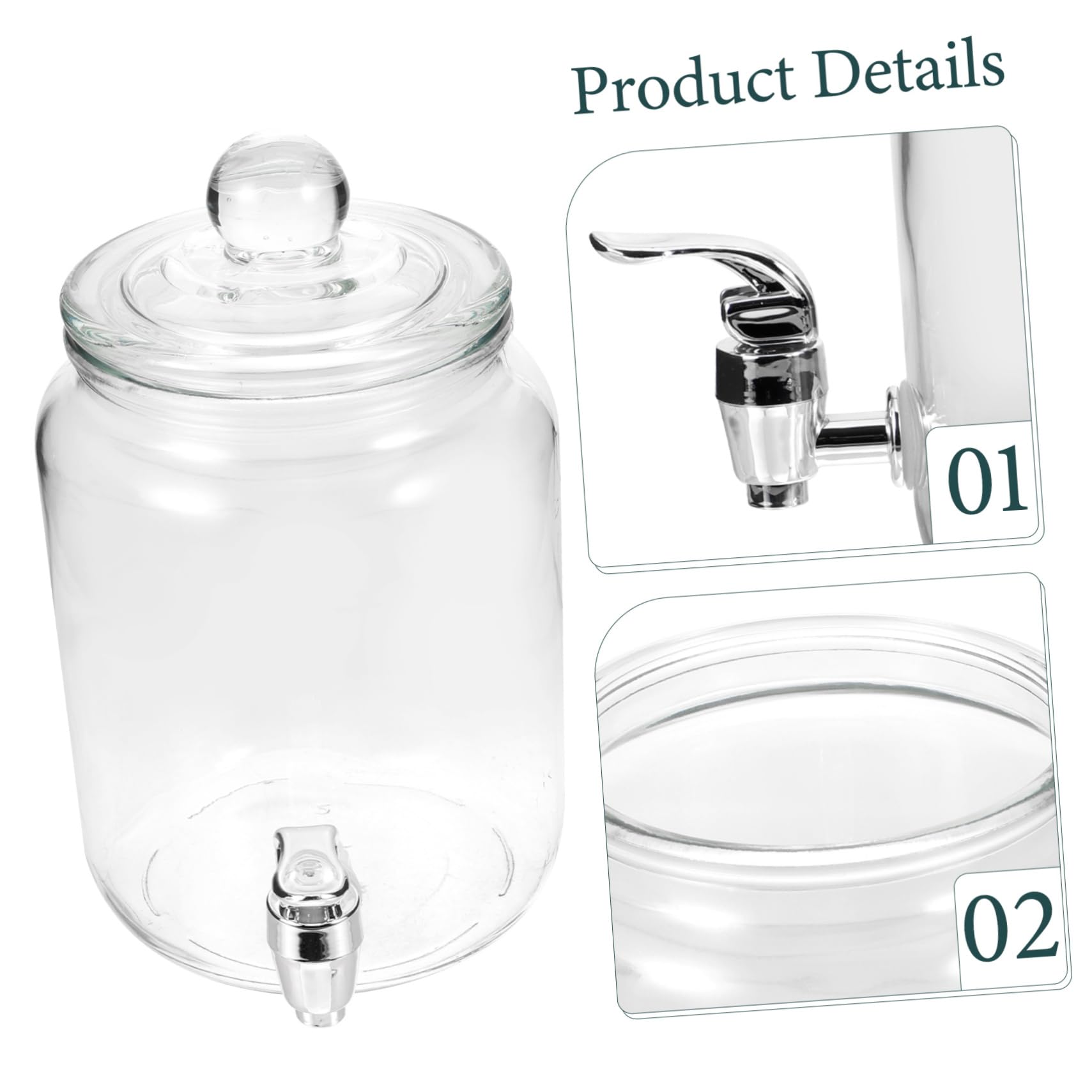 ULTECHNOVO Dispensador de Bebidas con Grifo de Vidrio Claro, Botella para Almacenar Vino con Diseño Simple y Práctico, Adecuado para Uso en Casa o Eventos
