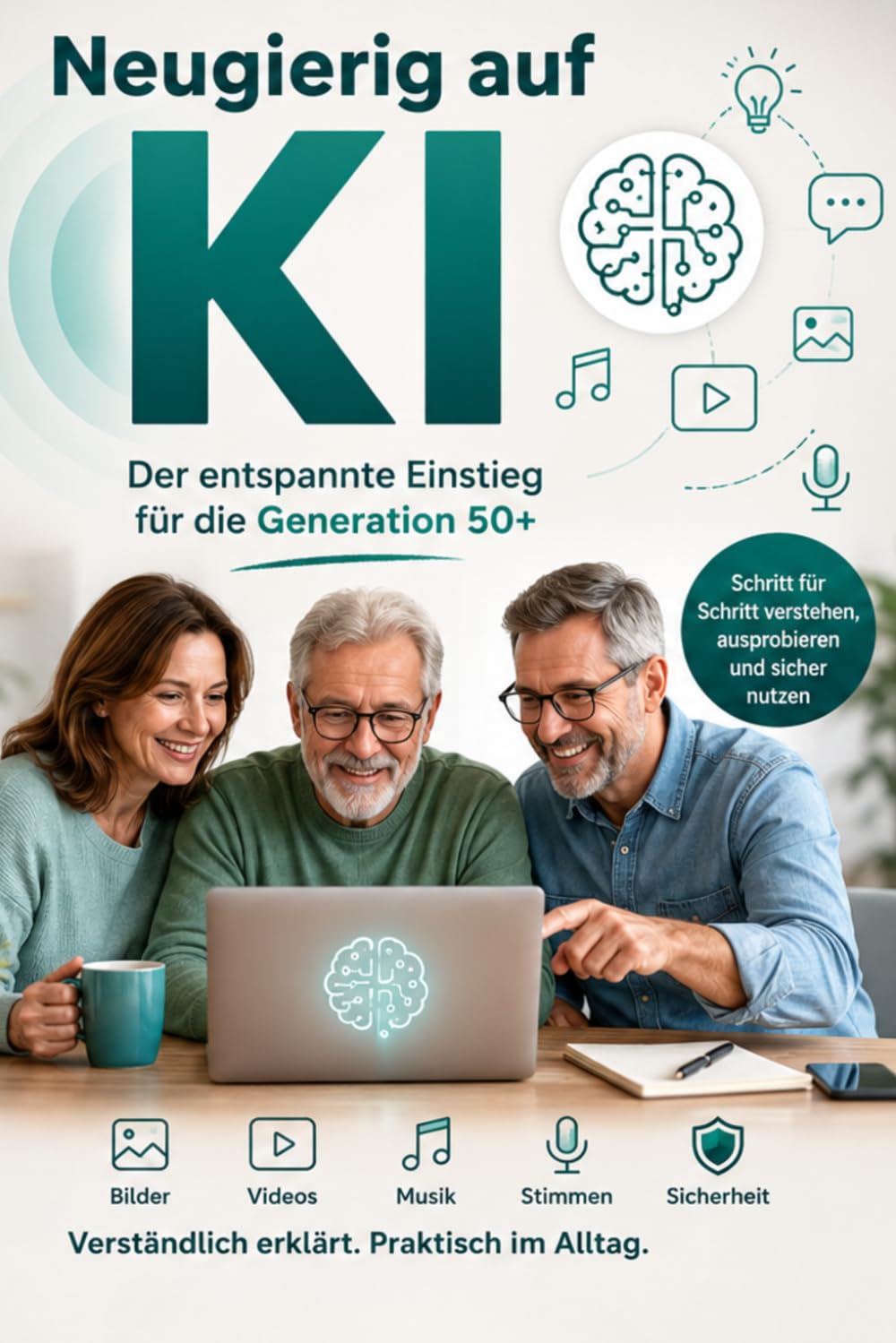 Neugierig auf KI, Der entspannte Einstieg für die Generation 50+: KI verstehen und sicher nutzen – Der entspannte Einstieg in ChatGPT, Smartphone & ... 50+. Schritt für Schritt, ohne Vorkenntnisse