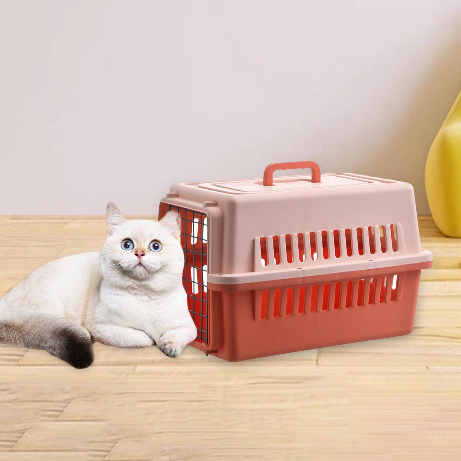 Tragbarer Hunde Reise Organizer, Tragetasche, Tiertragetasche, Kiste, Hartseiten Haustiertragetasche für Katzen, Kleine, Mittelgroße Hun, Orange