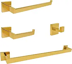 Conjunto De 4 Acessórios Para Banheiro Em Aço Inoxidável 304, Ouro Brilhante