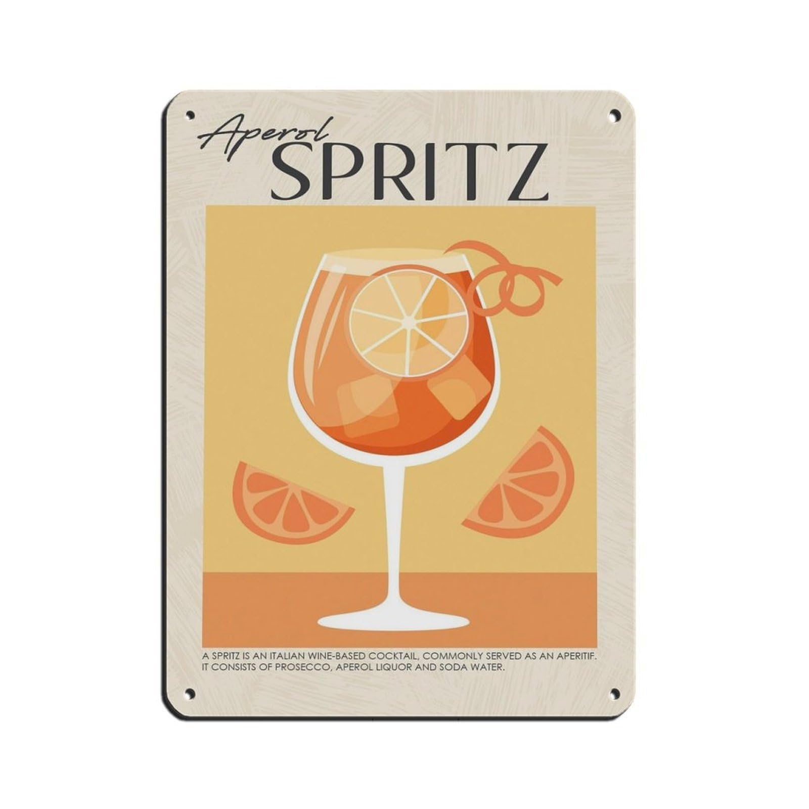 Aperol Spritz Poster, Aperol Cocktail Art Tin Sign Vintage Metal Pub Club Cafe Bar Home Wall Art Decoration Poster Retro 12x16inch(30x40cm)