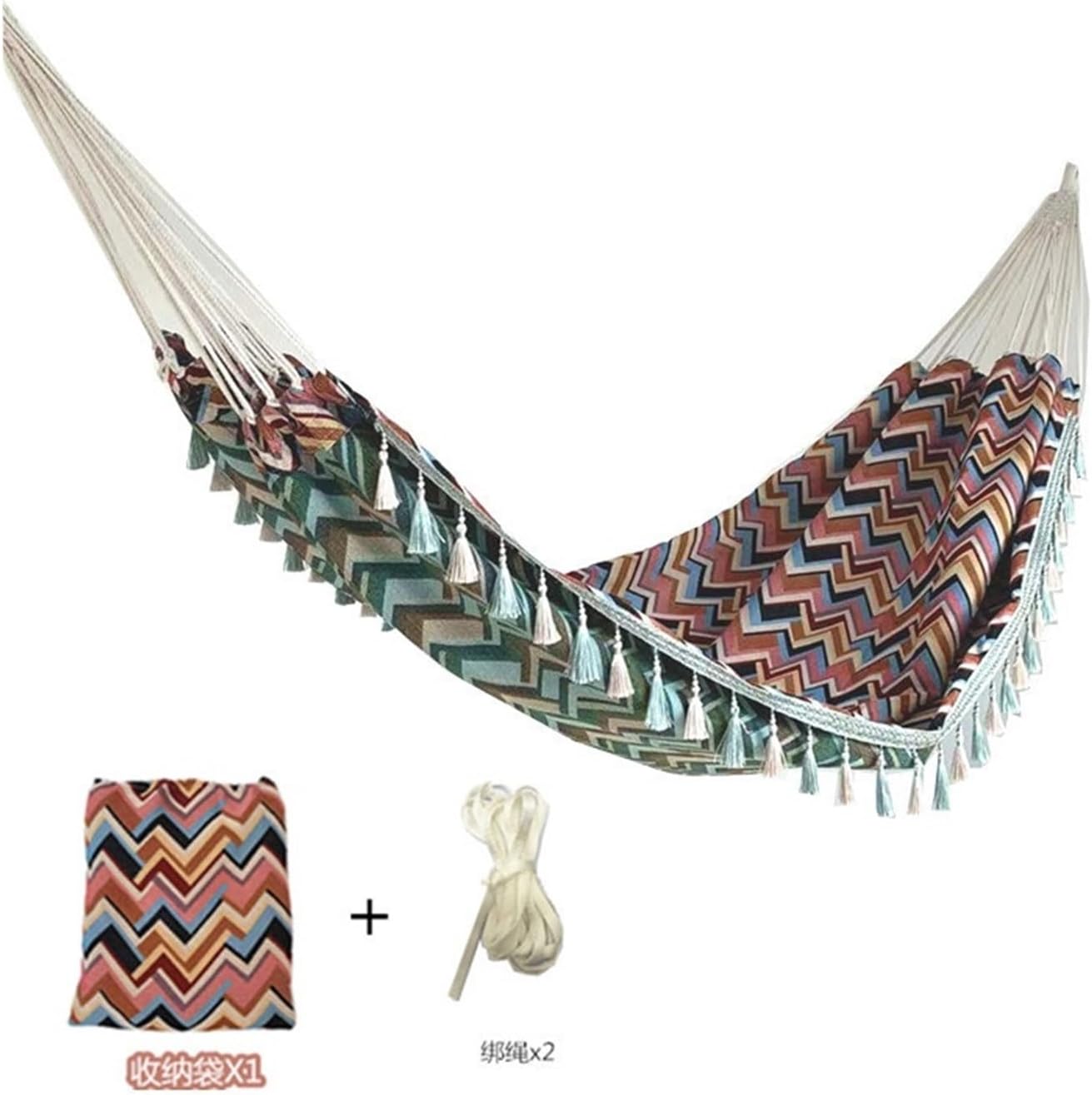 Hammock Geometric Jacquard, Extra-Wide Canvas，Compatible For Camping & Patio, Vintage Outdoor Swing(701)