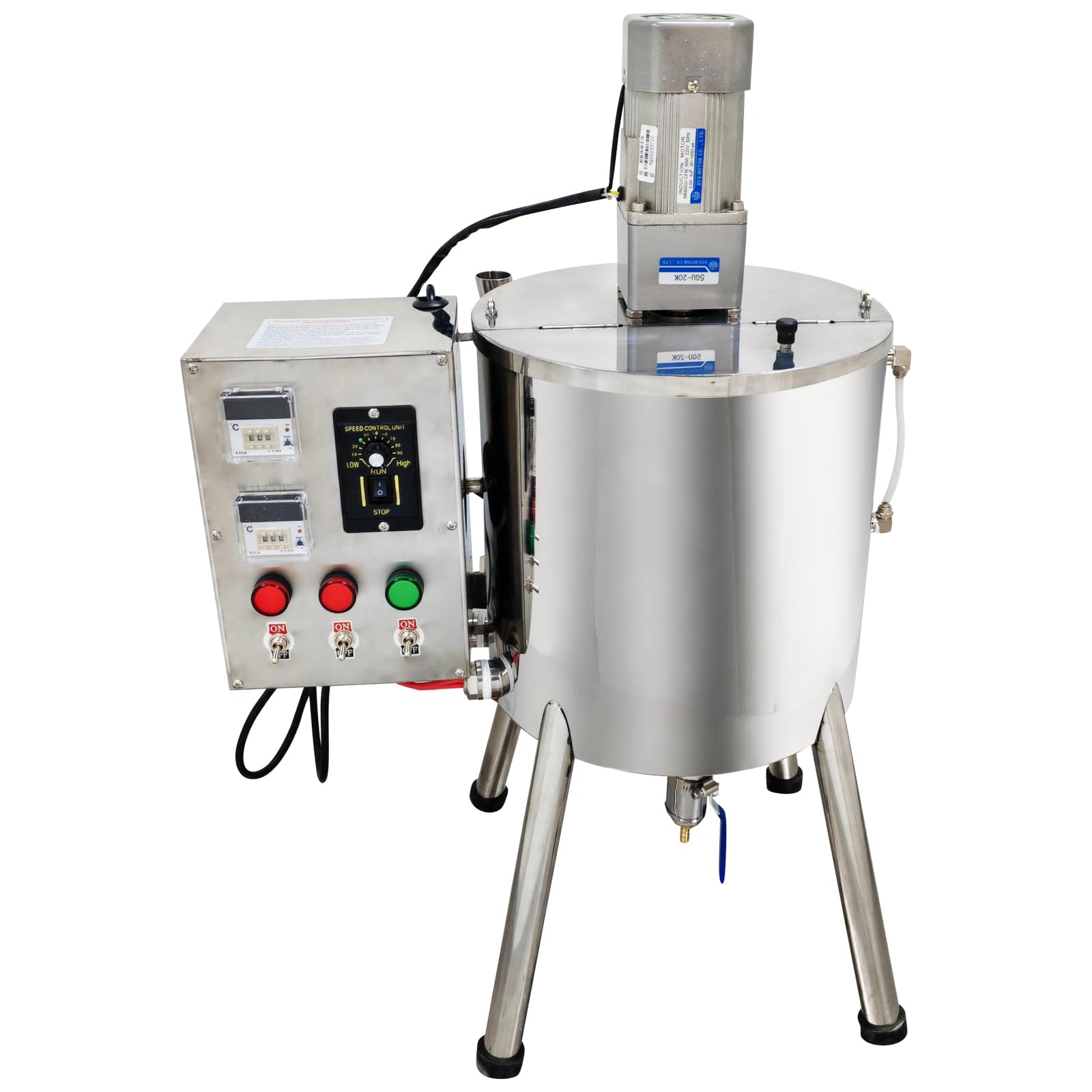 Heating Mixing Filling Machine 220V 15L Stainless Steel Heated Mixing Tank with Stirrer Temp Control Anti-Clog Bottom Outlet