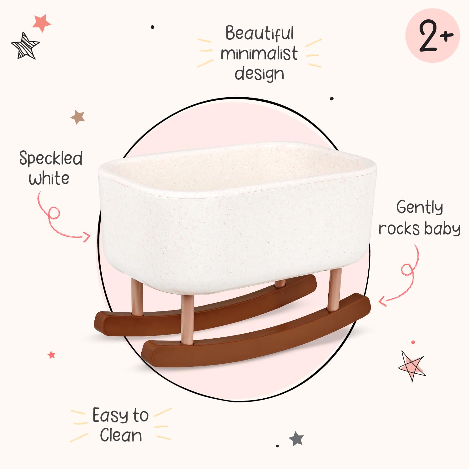 LullaBaby – 14-inch Realistic Baby Doll with Rocking Cradle Accessory – Fair Skin Tone & Gray Eyes – Pretend Play – Toys For Kids Ages 2 & Up – Baby Doll & Rocking Bassinet Set