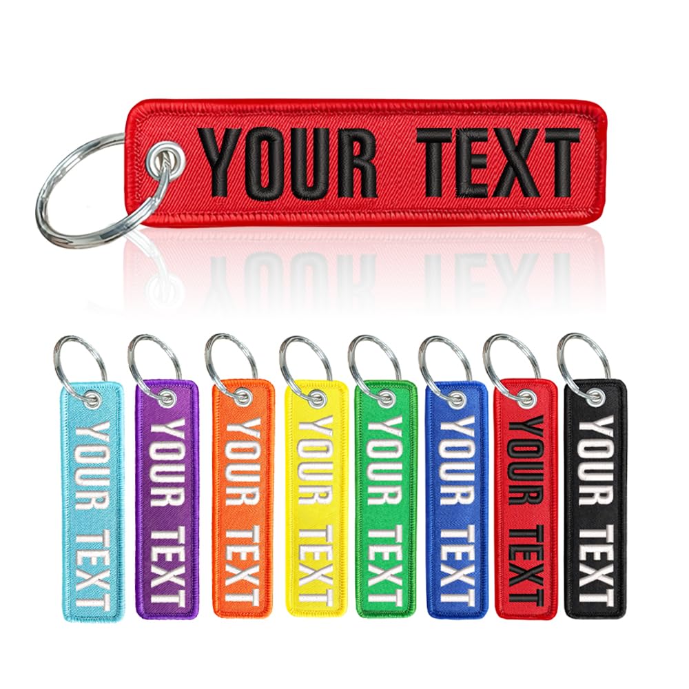 QIMAMADE Custom Keychain, Personalized Key Chain Fits Motorcycle, Car, Scooter Luggage Backpack, Gift for Men & Woman