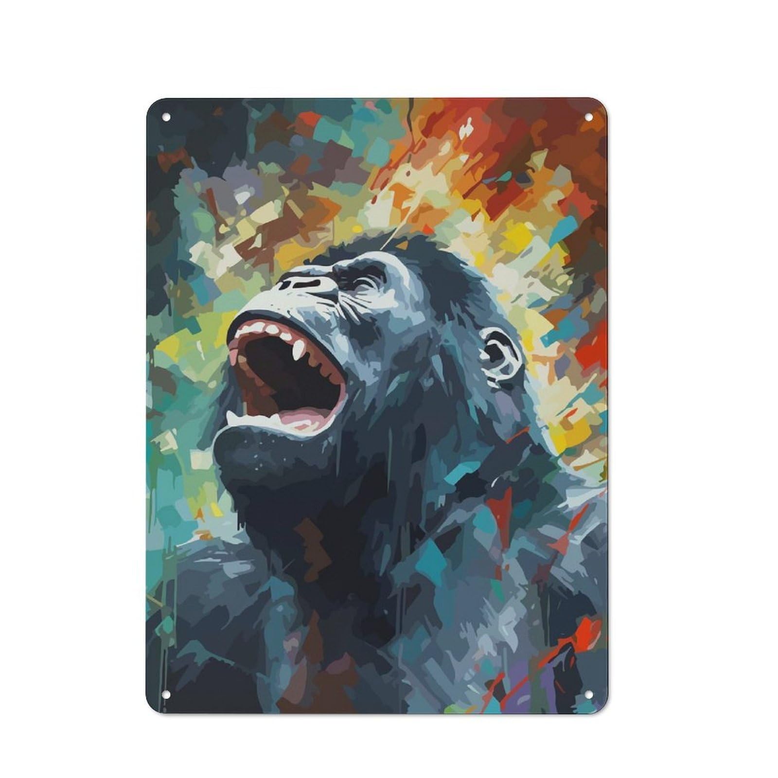 Junmoney Growling Gorilla Abstract Vintage Tin Sign 40X30cm, Old Fashioned Nostalgic Wall Art For Bedroom, Office, Home Bar Or Dining Room