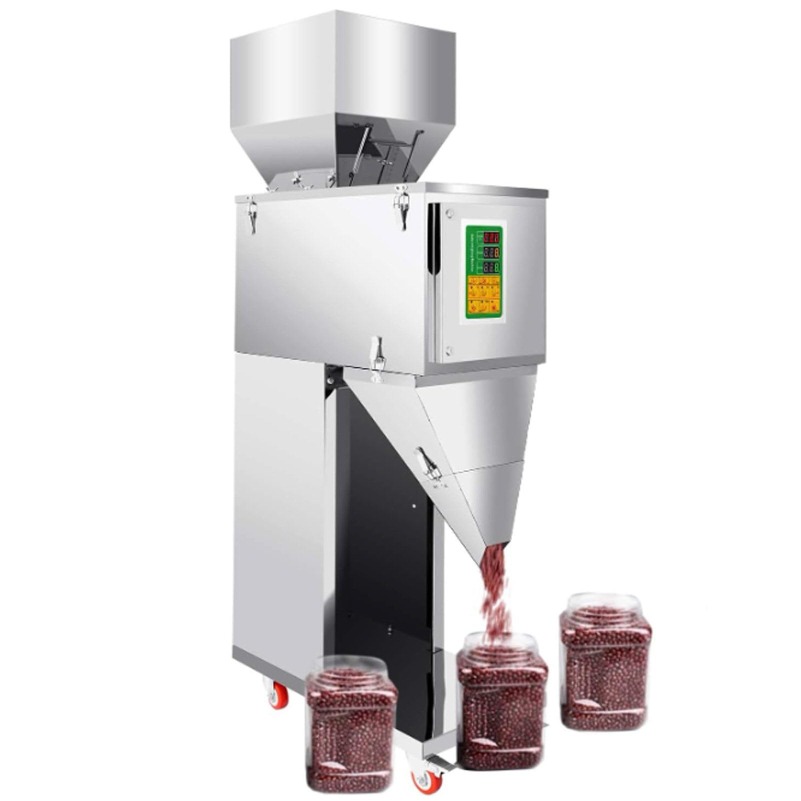 Oiyekntd Stainless Steel Particle Filling Machine Powder Weighing Filling Machine Automatic Bottle Bag Powder Filler for Tea Seeds Grains Powder 500g