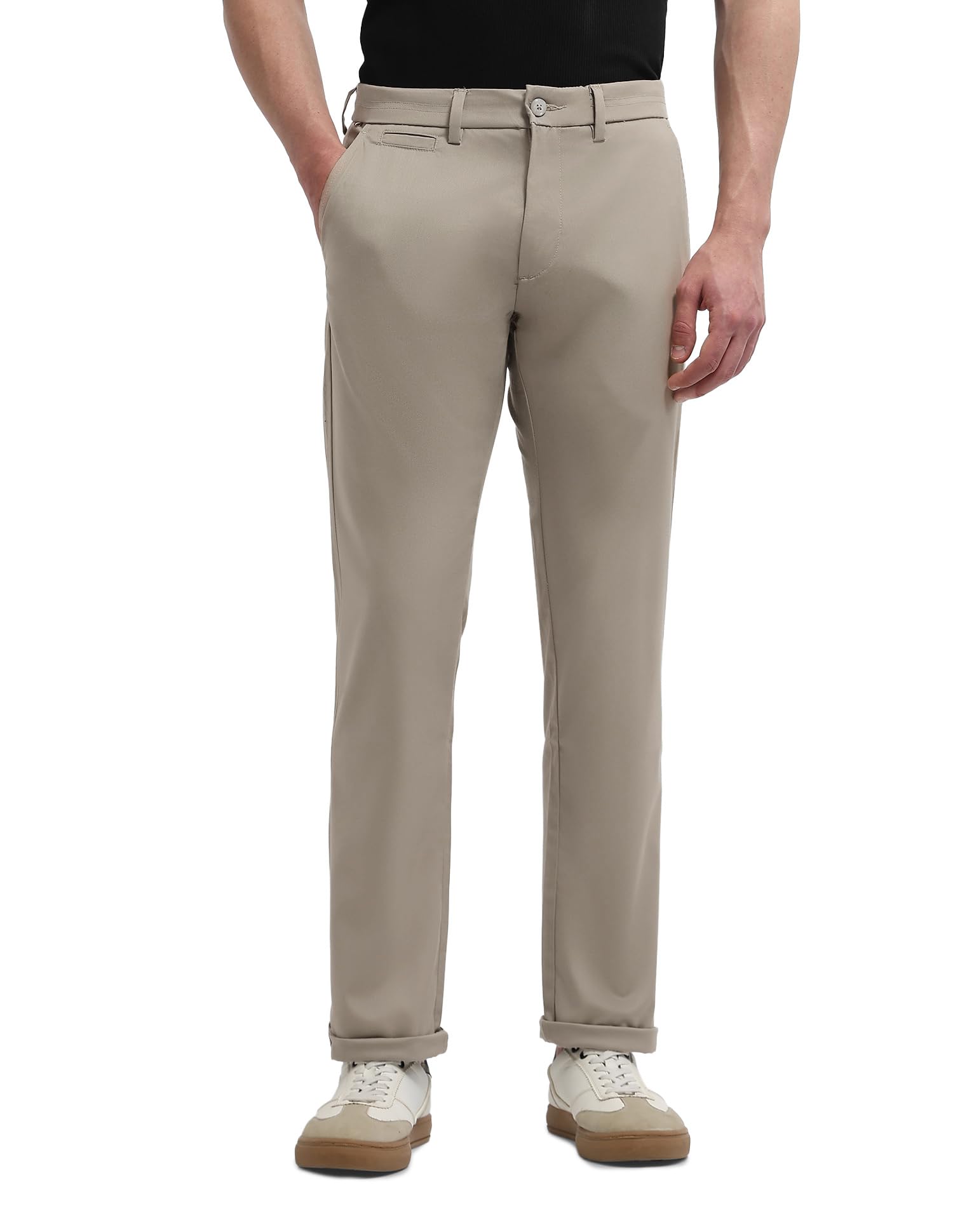 arrow sports Arrow Sport Men's Solid Regular Fit Trousers (ASAKTR2475_Dark Khaki_32)-picture-26