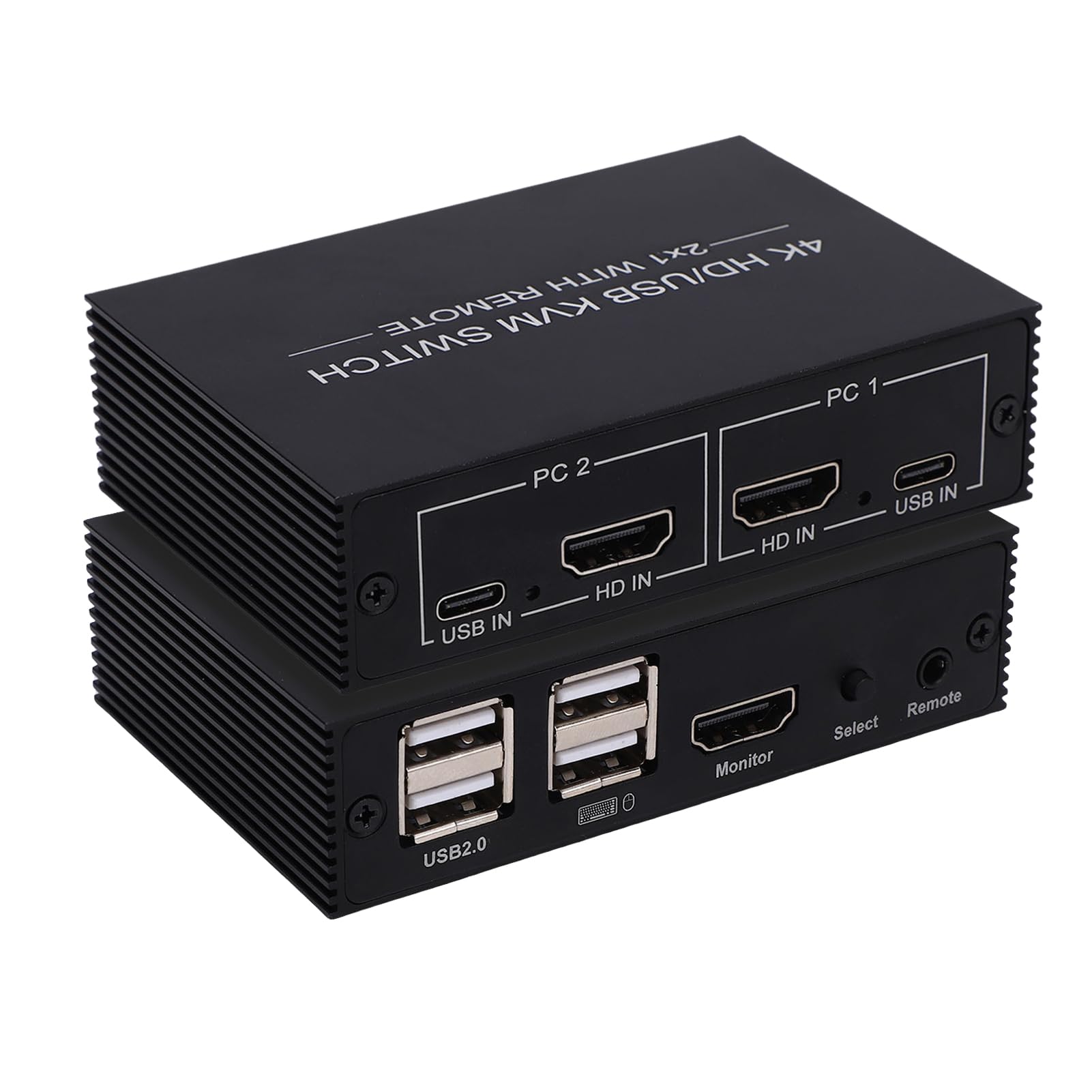 Conmutador KVM HDMI, 1 Pantalla 2 Computadoras, Conmutador KVM USB 3.0 4K@60Hz con 4 Puertos USB para Compartir 1 Pantalla Teclado Ratón Impresora, Ideal para Oficinas, Enseñanza