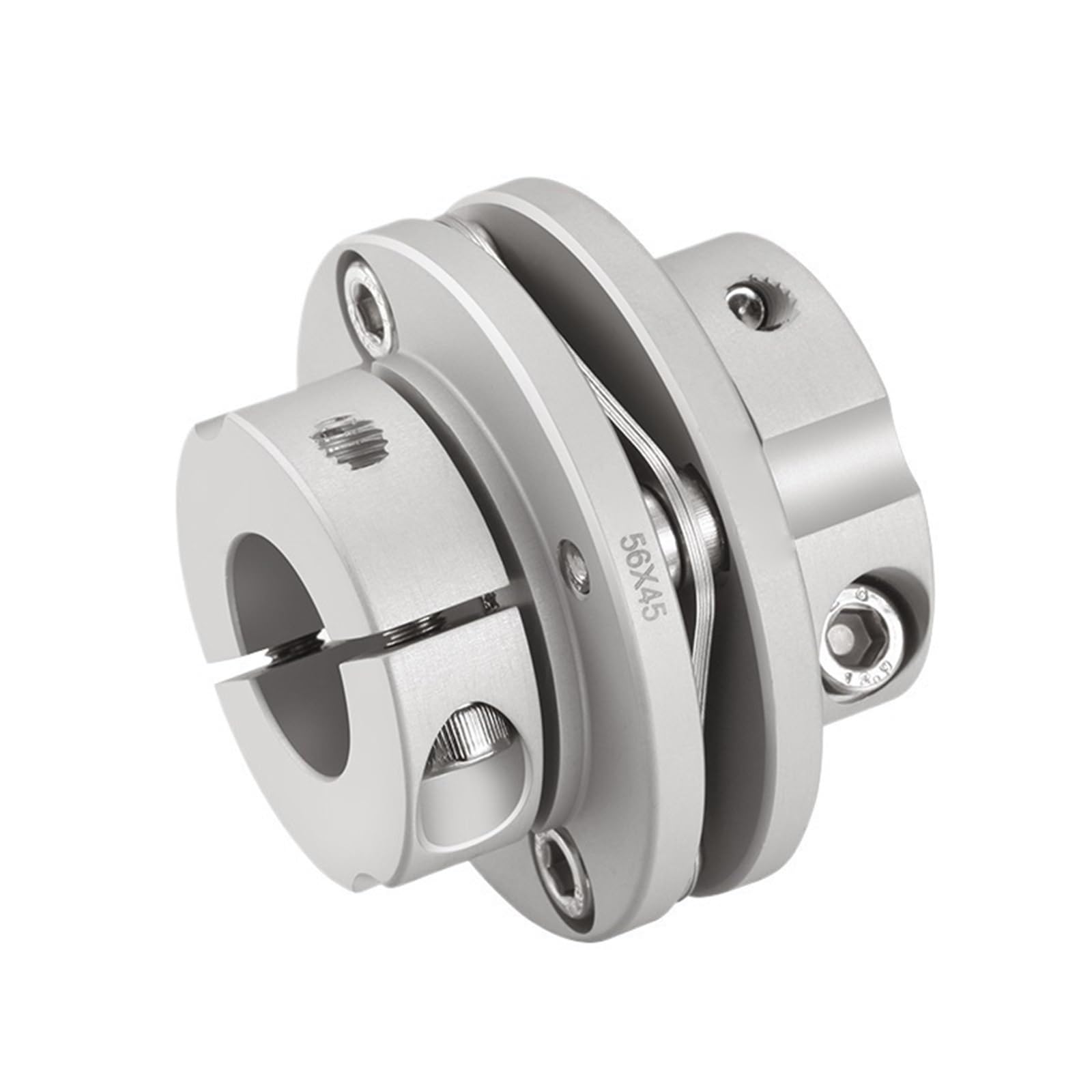 1pc 56x45mm Couplage Aluminium Section Unique Coupleur Flexible Diaphragme Étapes Pince Série for Fonctionnement à Grande Vitesse Rincé Élastique(19mm to 19mm)