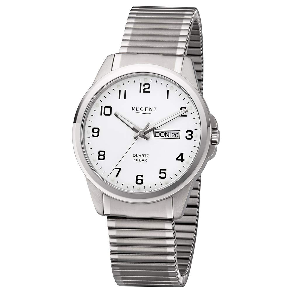Regent Herren Uhr F-1198 Metall Quarz Armband-Uhr Titan-Uhr Silber URF1198