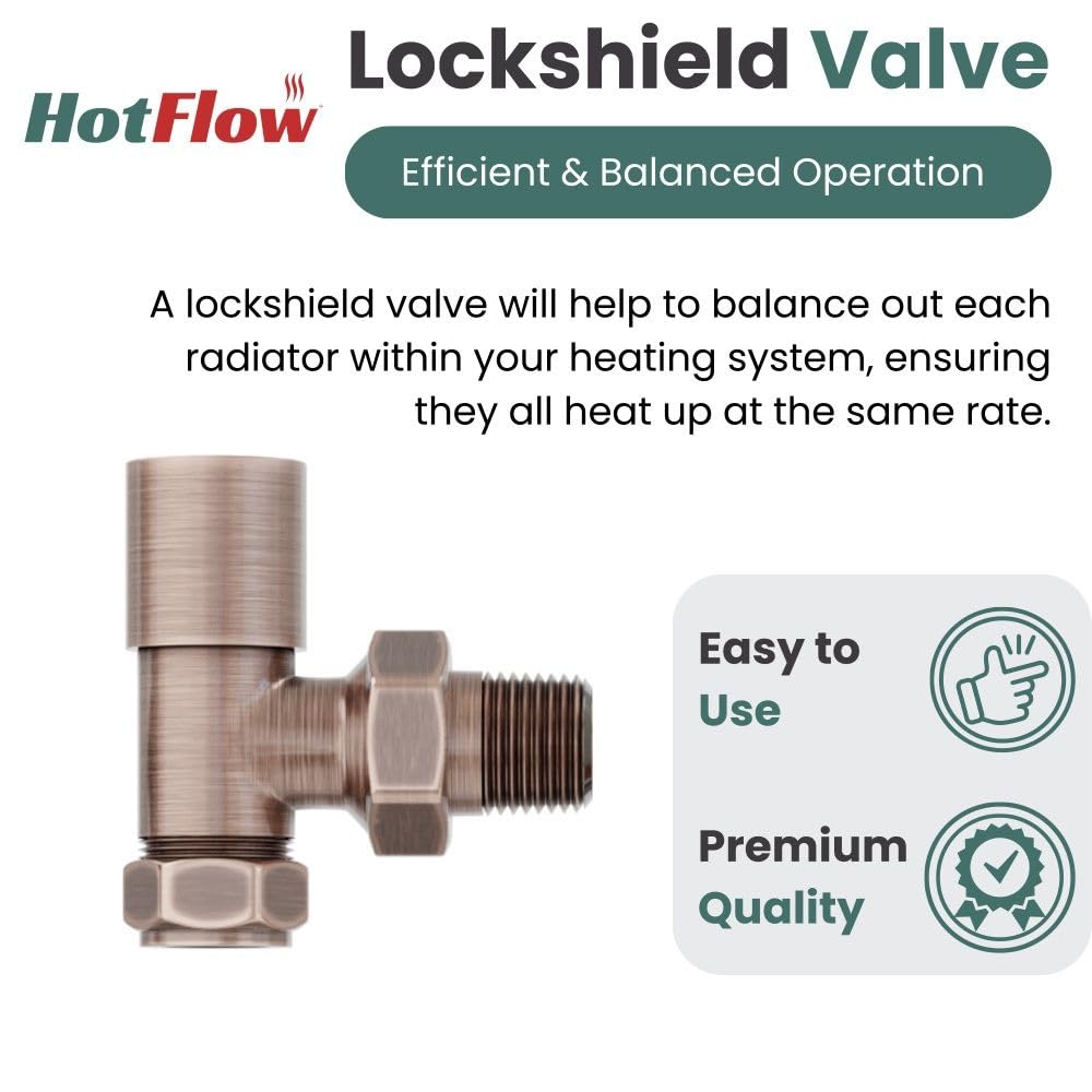 Coppo Antico a Cascata Valvola Termostatica per Radiatore TRV Angolata Moderna (Coppia) Include Corpo TRV Angolato e Un Blocco di Sicurezza per un Controllo della Temperatura Veloce e