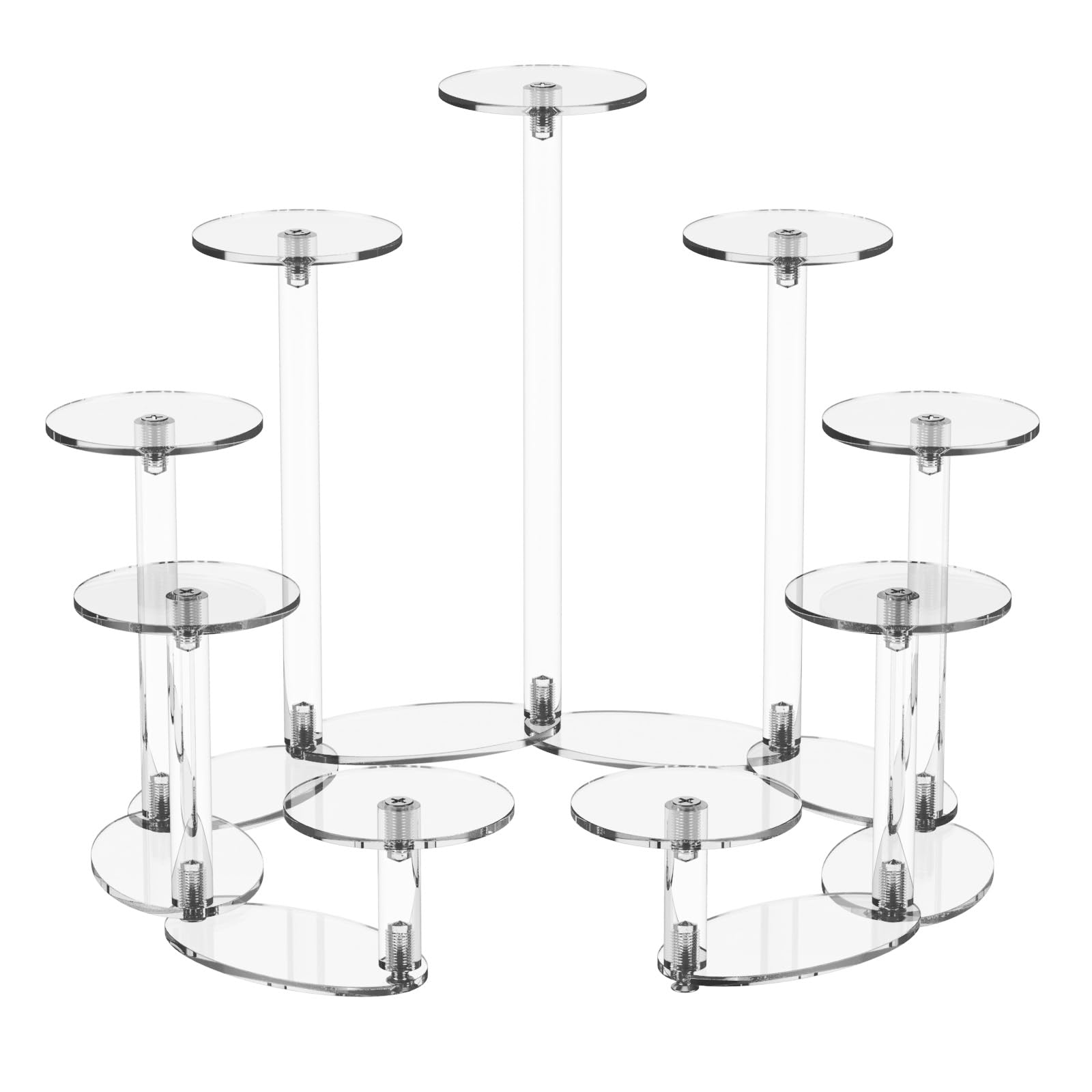 Acrylic Display Stands, 9 Tier Collectibles Display Stands Perfume Organiser Clear Figure Display Stand Rotatable Jewelry Display Racks Cupcake Riser Stands for Figures Collectibles Perfume Cupcakes