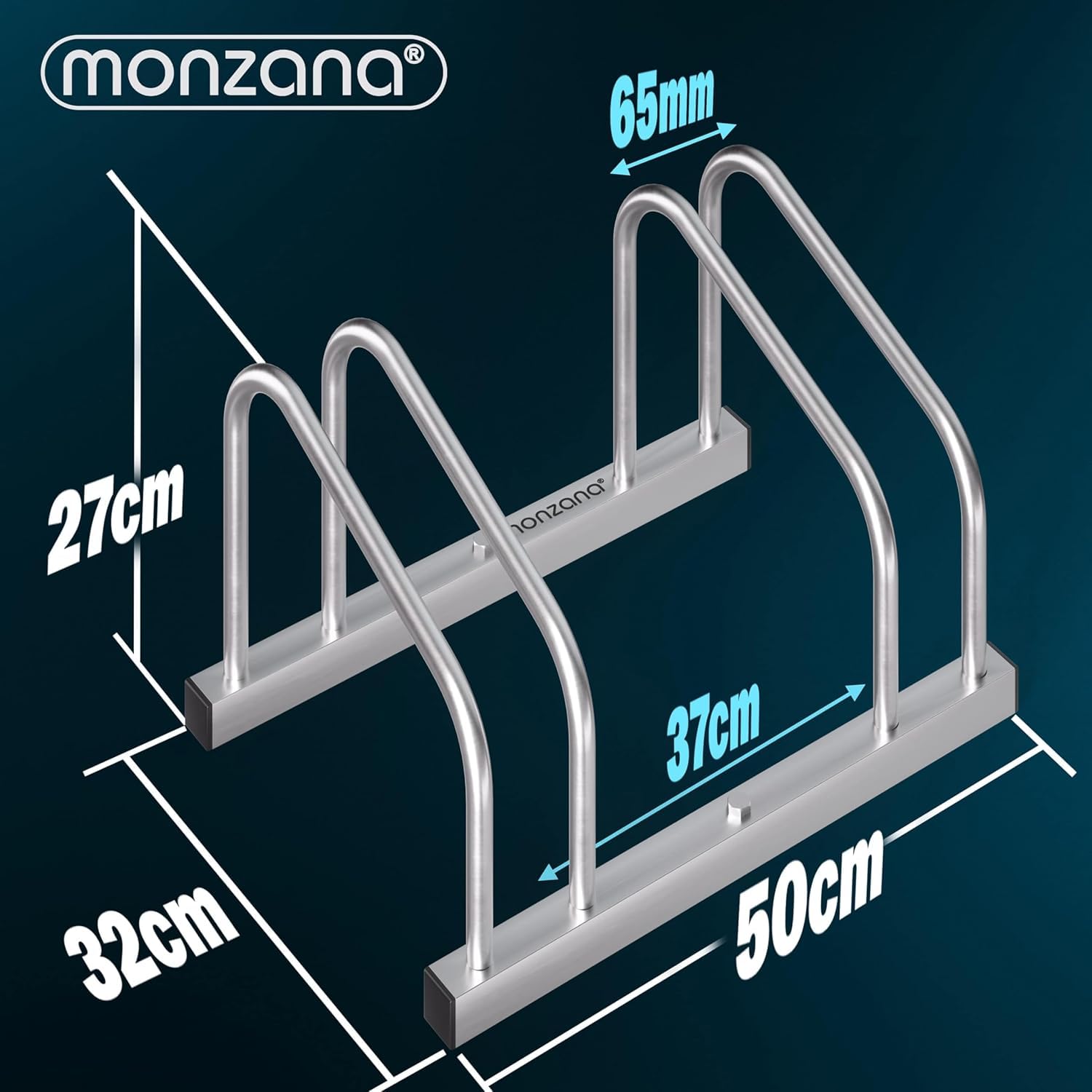 Monzana® Rastrelliera per Biciclette 2 Posti per Pneumatici 35-60 mm Porta Bici Posteggio per Bicicletta