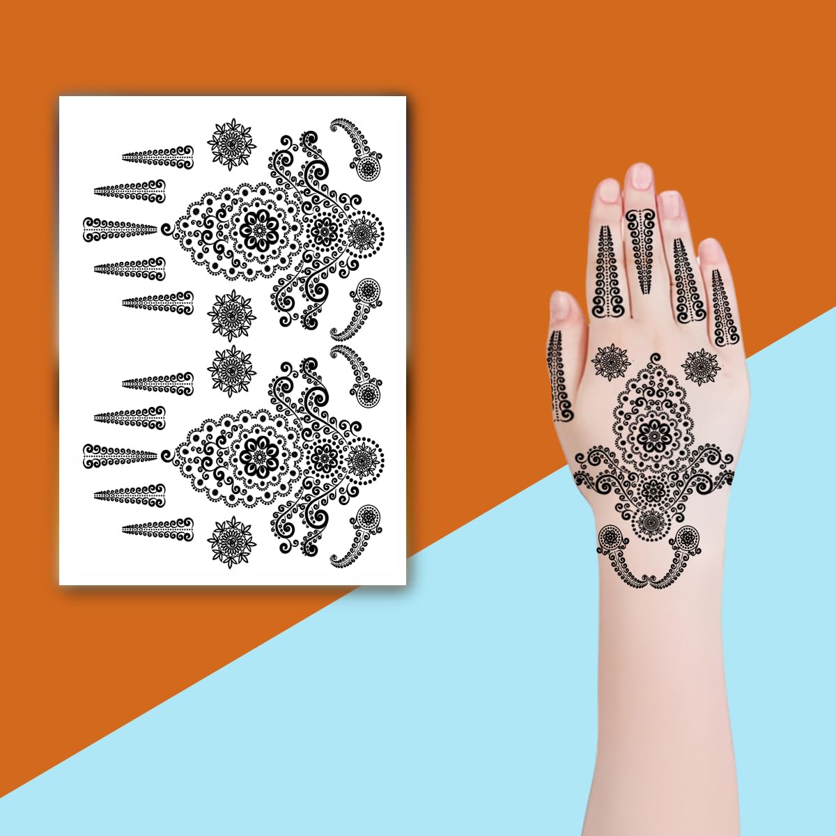 royal rajwada mehndi design henna temporary waterproof body tattoo (black) for women and girls
