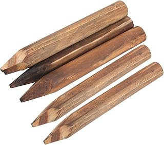 BESTonZON 6pcs Wooden Fence Pickets Carbonized Wood Stakes for Garden Border Landscape Edging Park Pathway Easy Installation