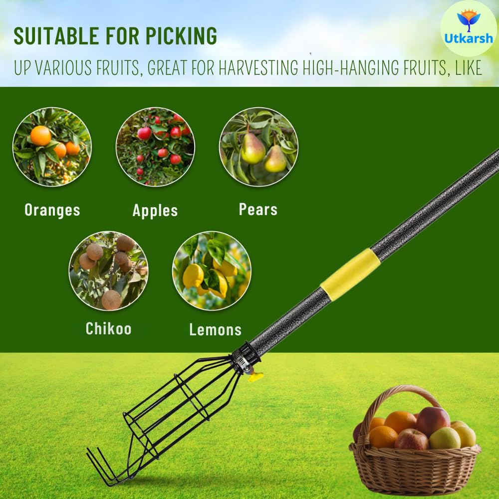 Utkarsh Lemon Picker Basket | Small Fruit Plucker Basket for Lemon, Apple, Pear, & More | Easy to Use Fruits Catcher | Fruit Picker for Convenient & Safe Harvesting - Set of 1 PC 4
