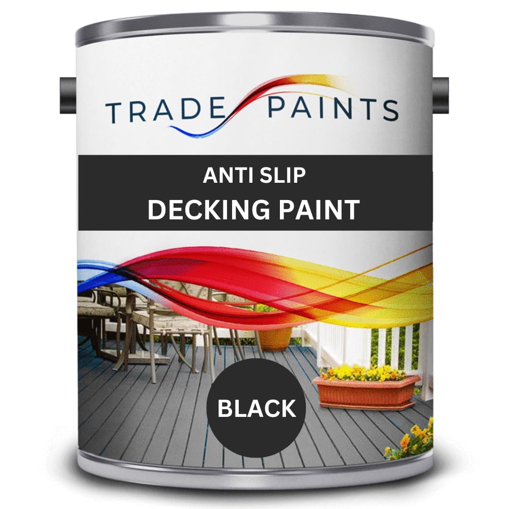 Anti-Slip Garden Decking Paint – Black - 5L - Durable Non-Slip Garden Deck Floor Coating for Wood & Timber, Weatherproof Outdoor Finish