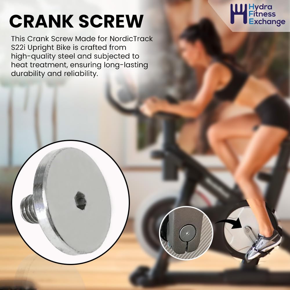 Hydra Fitness Exchange Crank Screw M6 | Anti-Rust Durable Cranket Crank Fixing Bolt Replacement for Upright Exercise Bike | Compatible with NordicTrack 1750 NTL140110 NTL14011 | MPN 390707