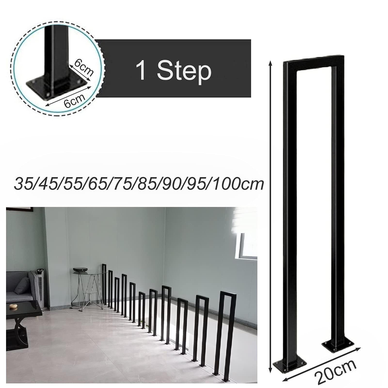 Zewnętrzne balustrady schodowe - balustrada ogrodowa do schodów betonowych i drewnianych przejściowa il do użytku wewnątrz i na zewnątrz słupki dla bezpieczeństwa i wsparcia