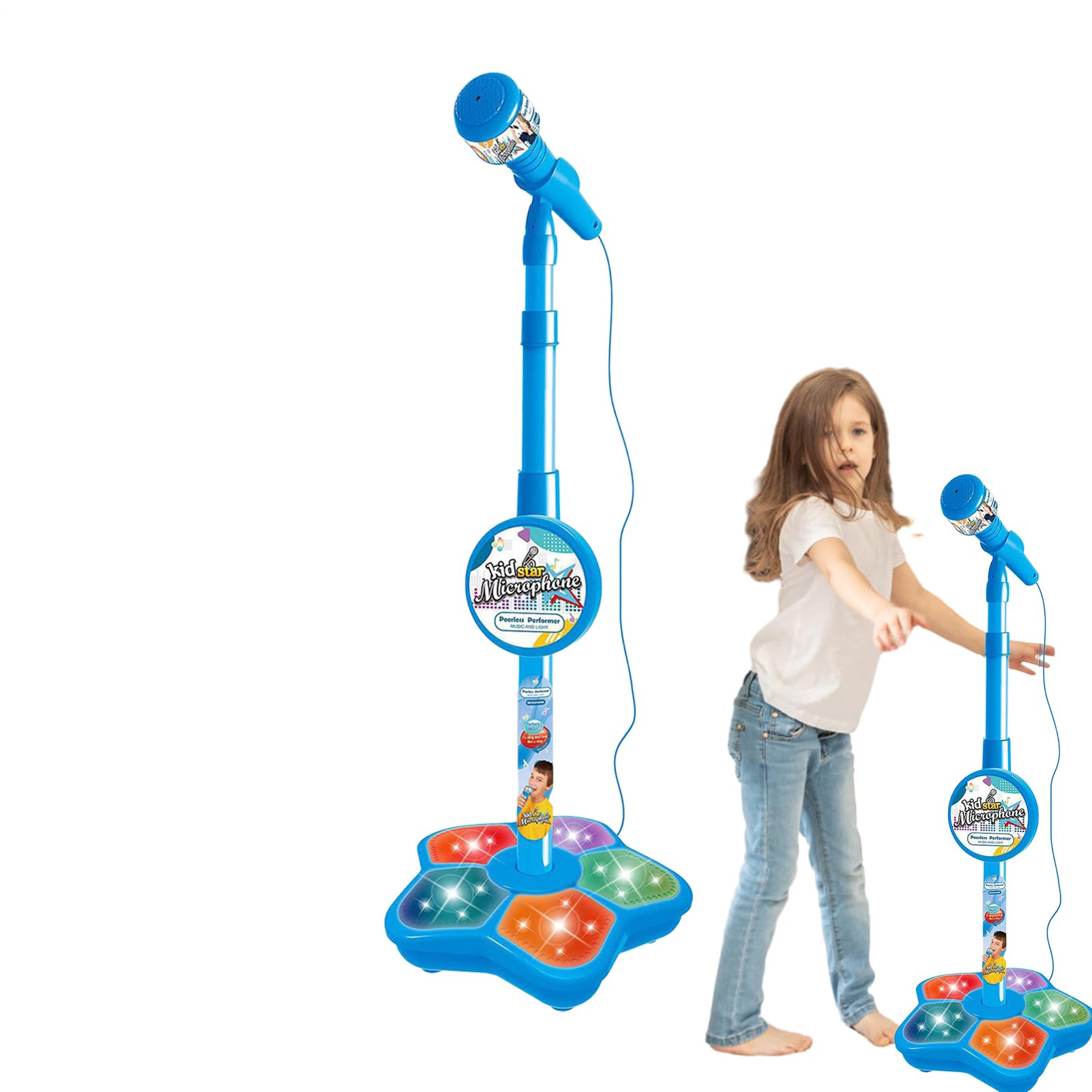 Juego de juegos para niños: juguetes creativos con micrófono para karaoke | Soporte portátil con luz | Regalo interactivo de aniversario de cumpleaños | Juguete musical educativo para niños — view 7
