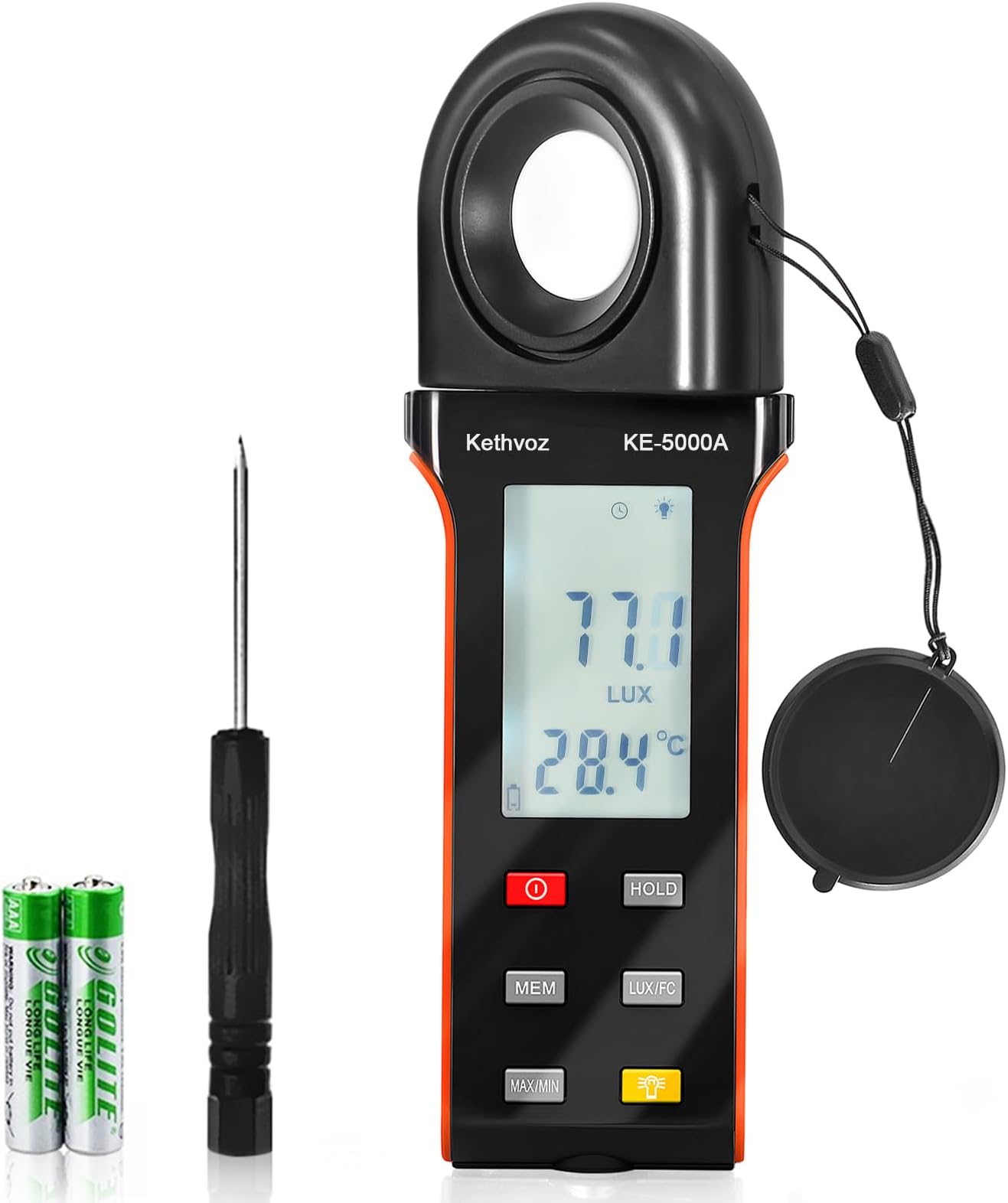 Digital Plant Light Meter, Kethvoz Lux/Foot Candles Tester w/ 270º Rotating Sensor Detect Lighting Illuminance 400,000Lux w/Data Logging for Aquarium Greenhouse Grow Photography
