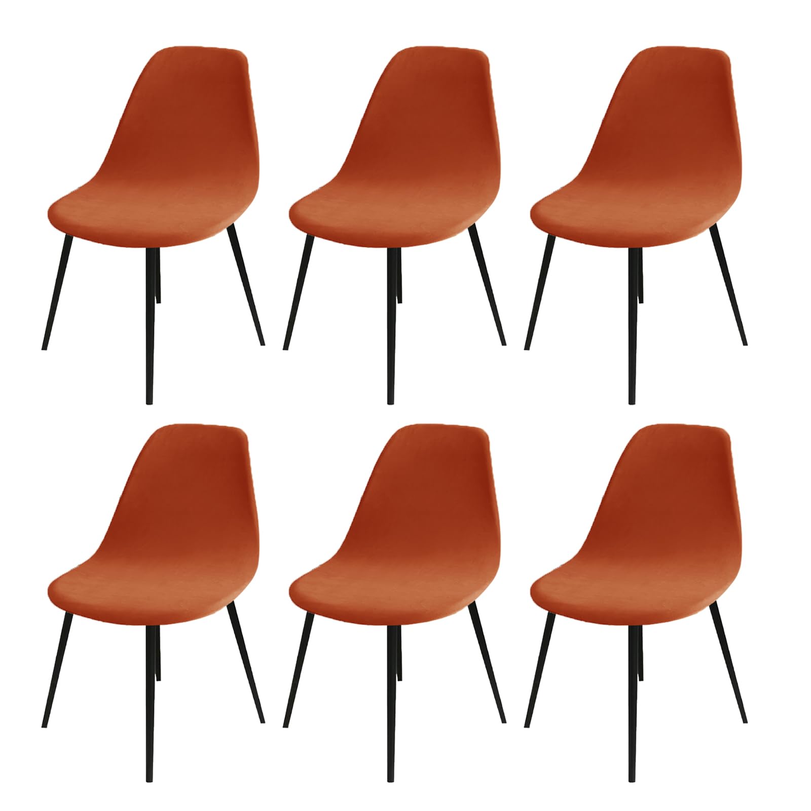 Copridivano elasticizzato per sedie da pranzo, protezioni elastiche per sedie da cucina, colore arancione scuro, confezione da 6, eleganti e facili da pulire, coprisedia da ufficio