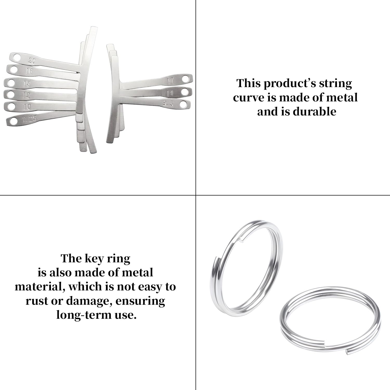 2 Set Di Righelli Per Archi E 2 Portachiavi, Misuratore Del Raggio Della Chitarra, Strumenti Per La Riparazione Della Chitarra, Accessori Per Strumenti Musicali