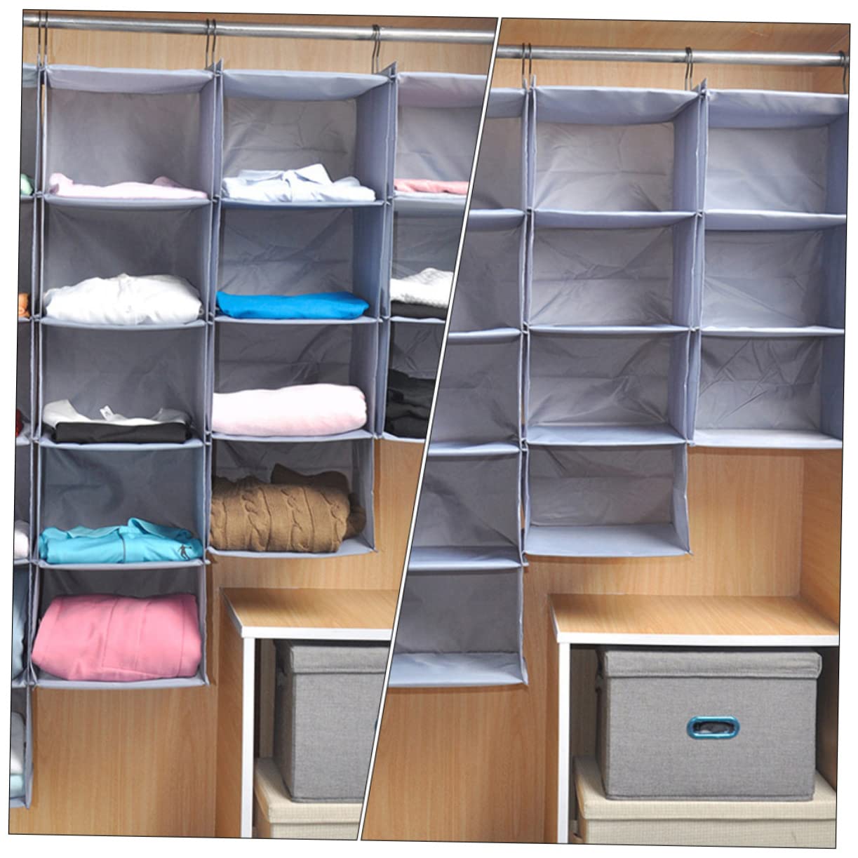 IMIKEYA Organizador de Ropa Colgante Multicapa de Poliéster, Gris, 4 Capas