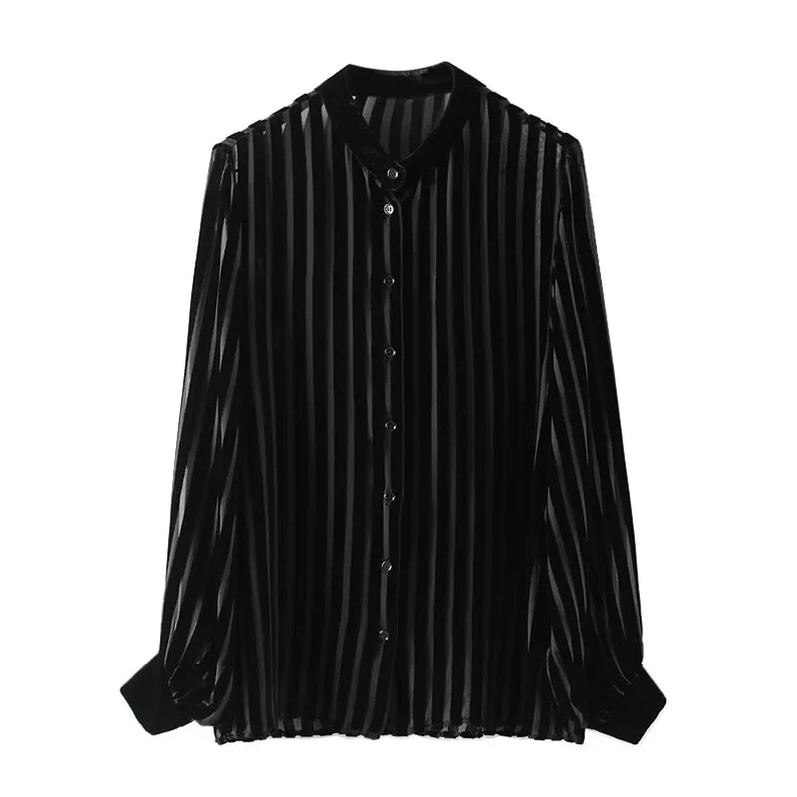Chemise en soie mélangée pour femme vêtement noir décontracté polyvalent taille S