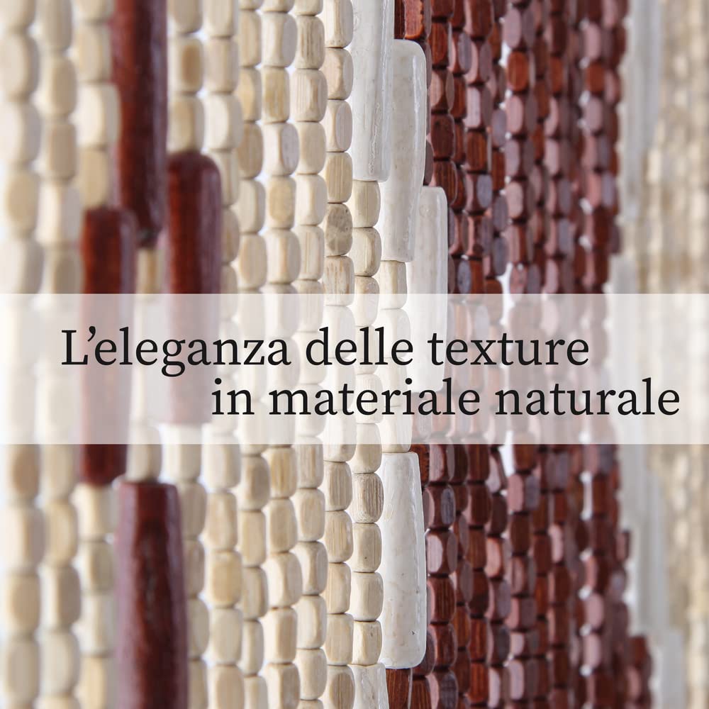VERDELOOK | Tenda in Legno, 120x240 cm, Fantasia Rombi Chiari, Fili 80, Tenda per Porta, Decorativa Tenda Anti-Insetti