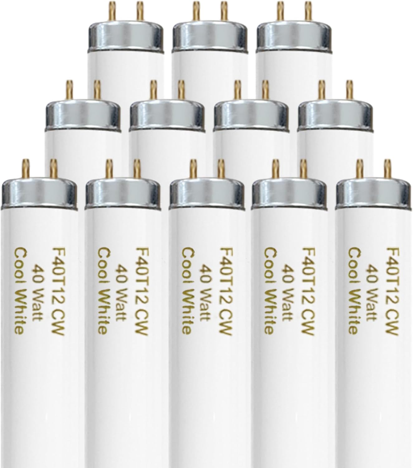 T12 48 Inches 40 Watt Fluorescent Tube, F40T12/841 Light Bulb, 4 Foot T12 Fluorescent Light Bulb, 4100K Cool White, F40T12/CW, 3250 Lumens, G13 Bi-Pin Base, 10 Pack 10Pcs T12 40w C/W