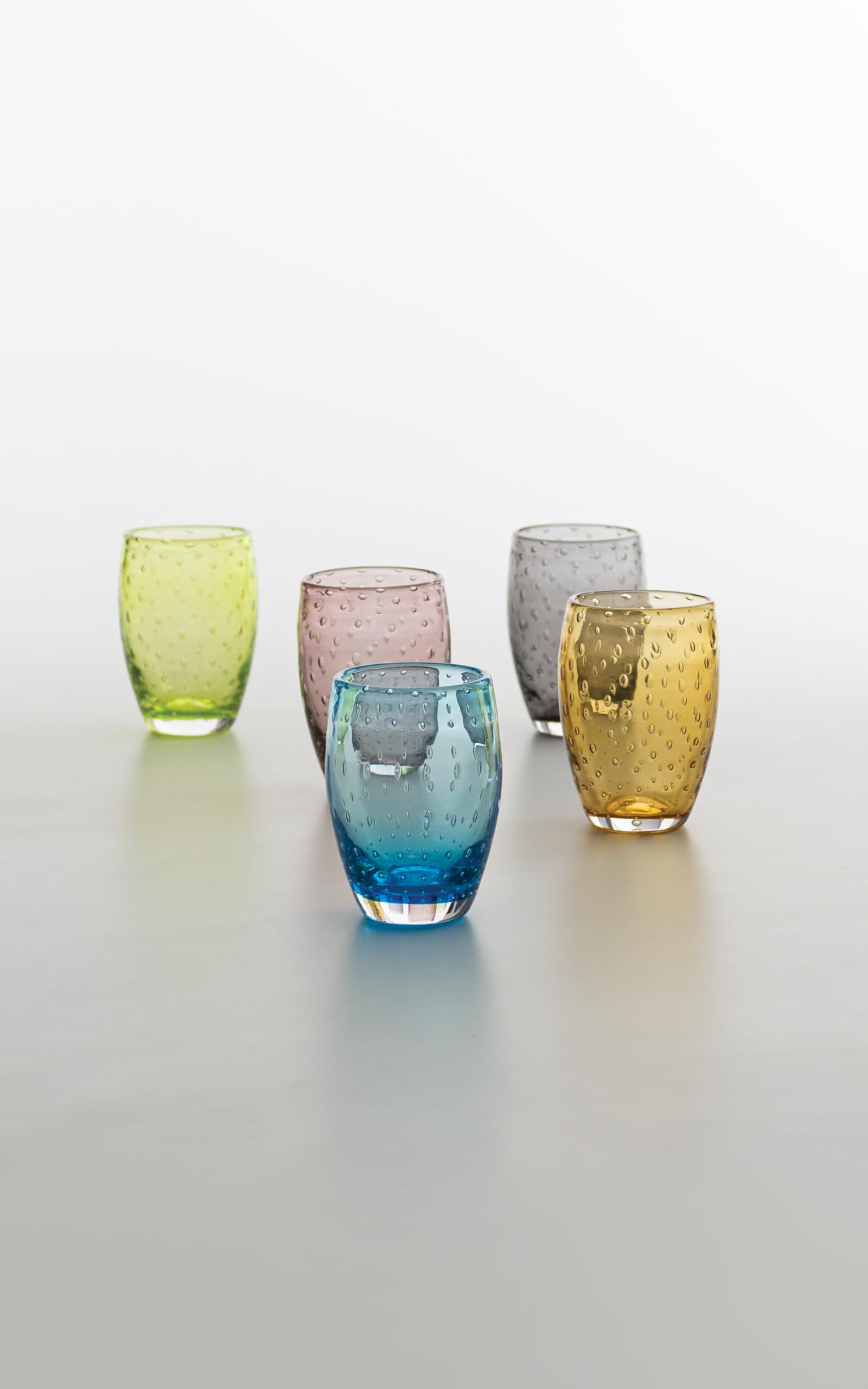 Zafferano Bolicante nach alter Tradition handgefertigtes Glas imit Luftblasen Optik, Set mit 6 Stück (Aquamarin)