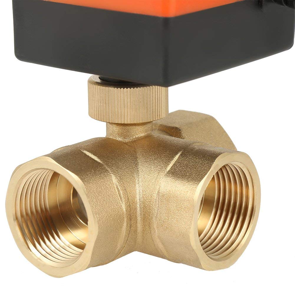 Válvula de Bola Motorizada, Válvula de Bola de Latón DN25 / G1 ", Válvula de 3 Cables Motorizada de 3 Vías DN25 AC 220 V, para Agua, Aire, Aceite y Otros Entornos