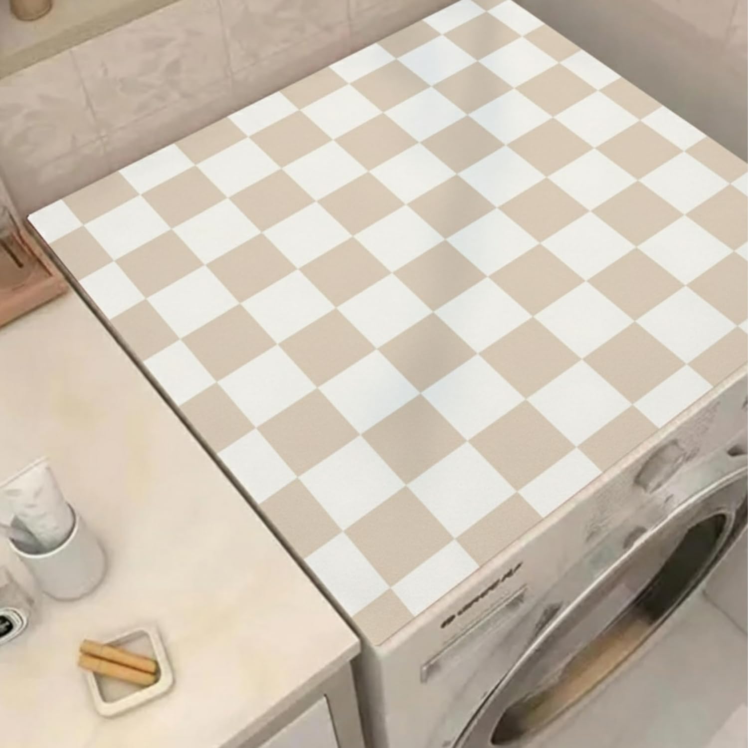 Homecloud Non-Slip Washing Machine Mat – Durable Waterproof Protective Cover for Washer & Dryer, Dust-Resistant Mat Ideal for Laundry Room & Kitchen Appliances (Pale)