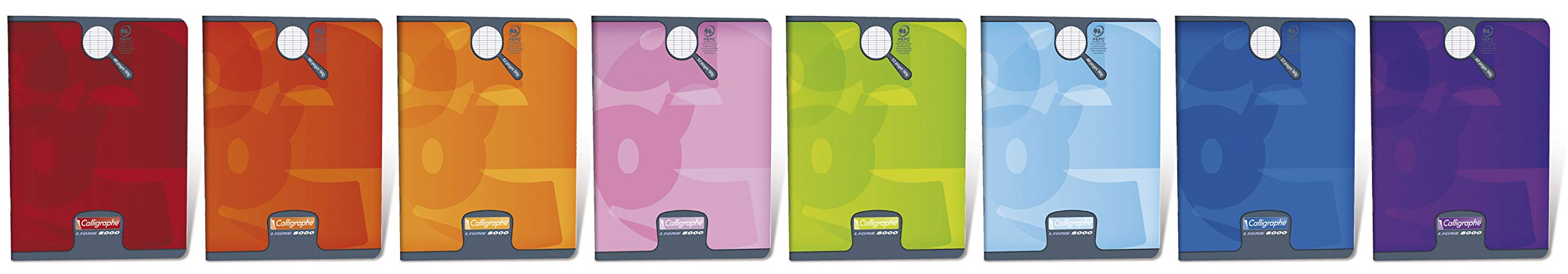 Calligraphe 108708C Set of 20 Stapled Notebooks (a Clairefontaine Brand) - 17x22 cm - 32 Seyes Ruled Pages - 90 g White Paper - Laminated - Random Colours