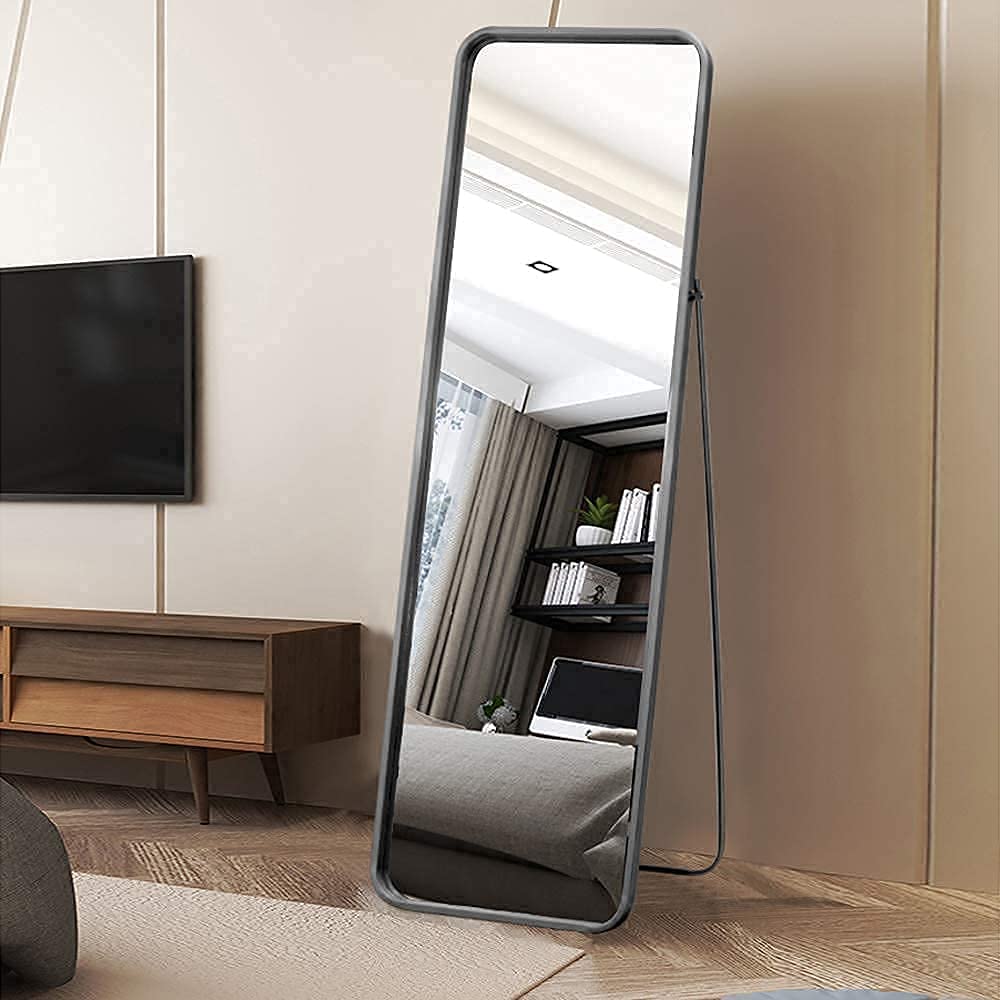 Buy VINGLI Full Length Mirror, 65"×20" Silver Floor Mirror Metal Frame