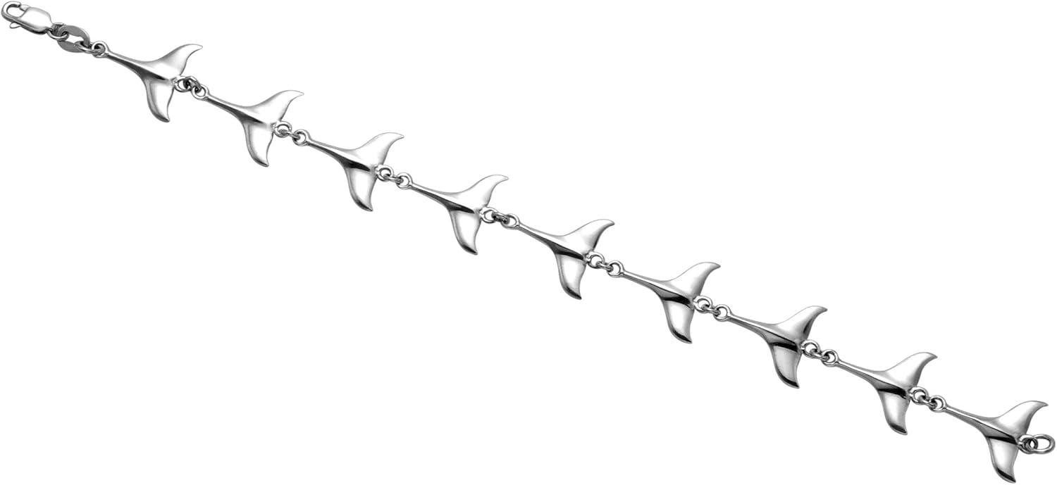 Sterling Silver Whale Tails Bracelet with Lobster Claw Clasp