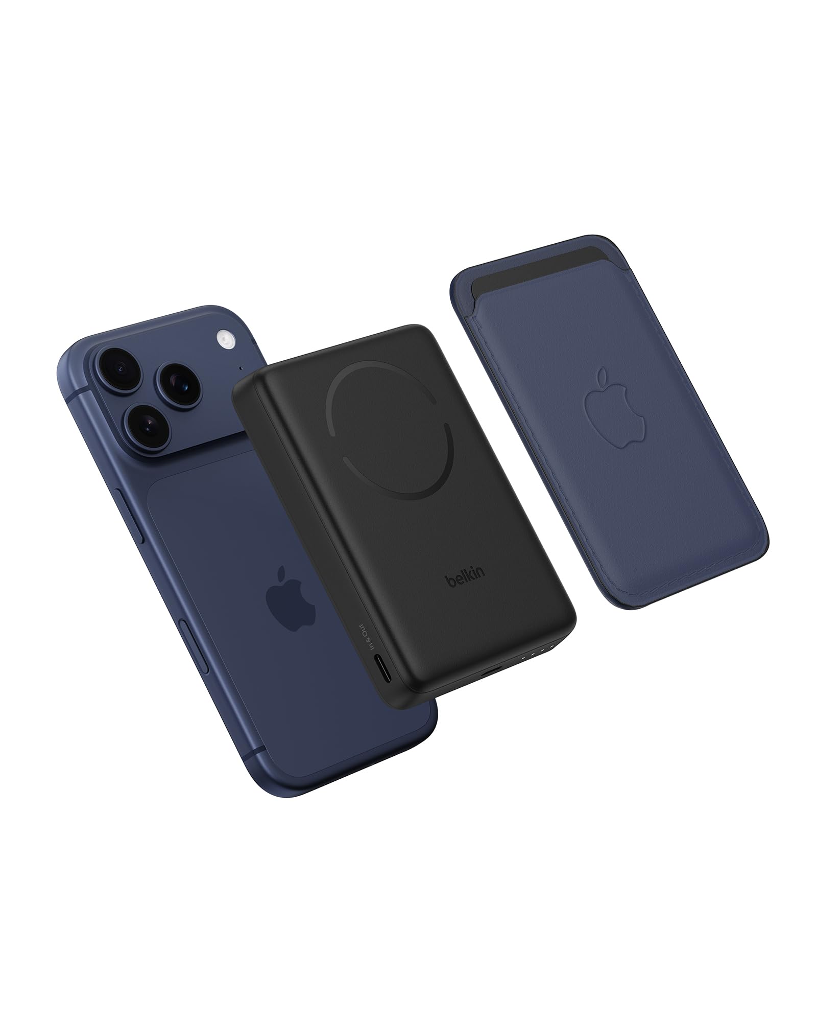 Belkin BoostCharge Batería Externa 10000 mAh con Anillo Magnético - Negro | Power Bank Qi2 de 10000 mAh, Anillo Magnético para Accesorios, 2 Puertos USB-C, Precargada, Cable Incluido, Batería Portátil