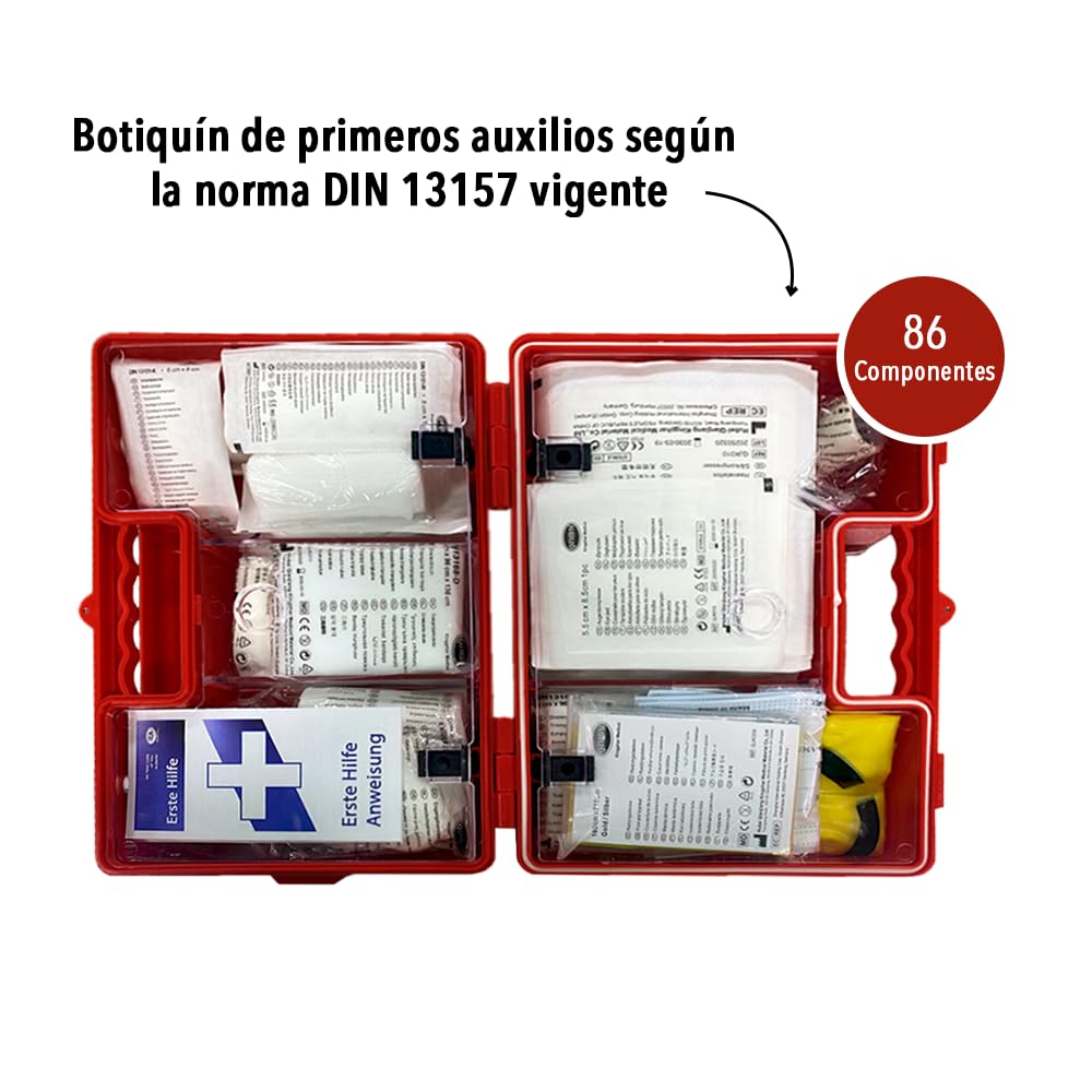 IEA Medical Botiquín primeros auxilios homologado DIN 13157 oficina | Completo profesional listo para usar – taller, hogar, coche, emergencia