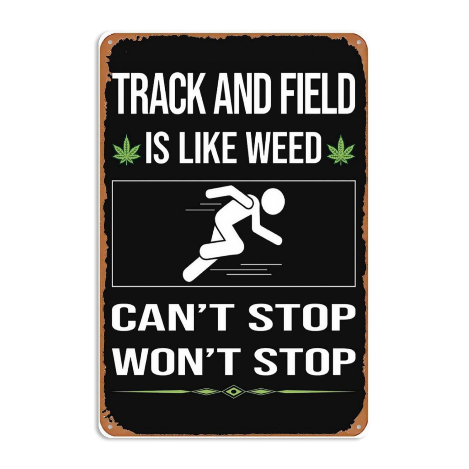 Kwqdozf As Pic Can't Stop Track Field Sign Metal Tin Sign, 8X12 Inch Indoor Decorative Wal