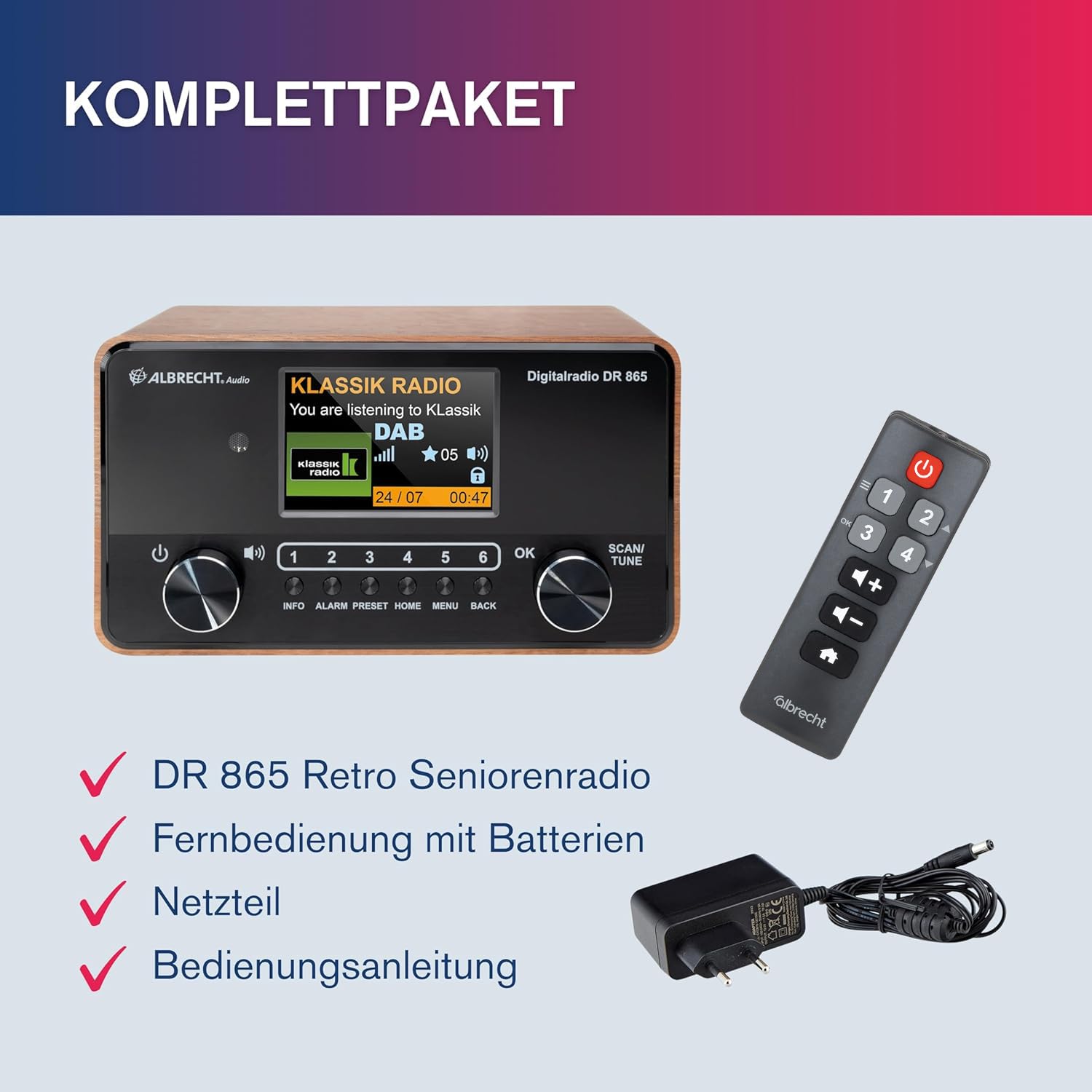 Albrecht DR 865 - Radio para Personas Mayores con Pantalla Grande de 4"
