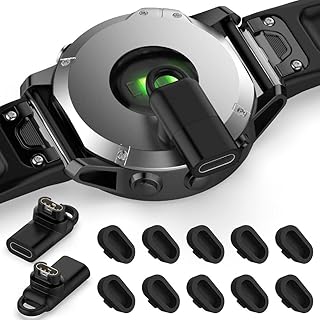 Miimall Compatible for Garmin Fenix 965/265/265S Charging Type-C Adapter, Black Silicone Dust Plugs+Type-C Female Charger Converter for Garmin Watch, Garmin Fenix 7 6 5, Garmin Instinct/2/2S