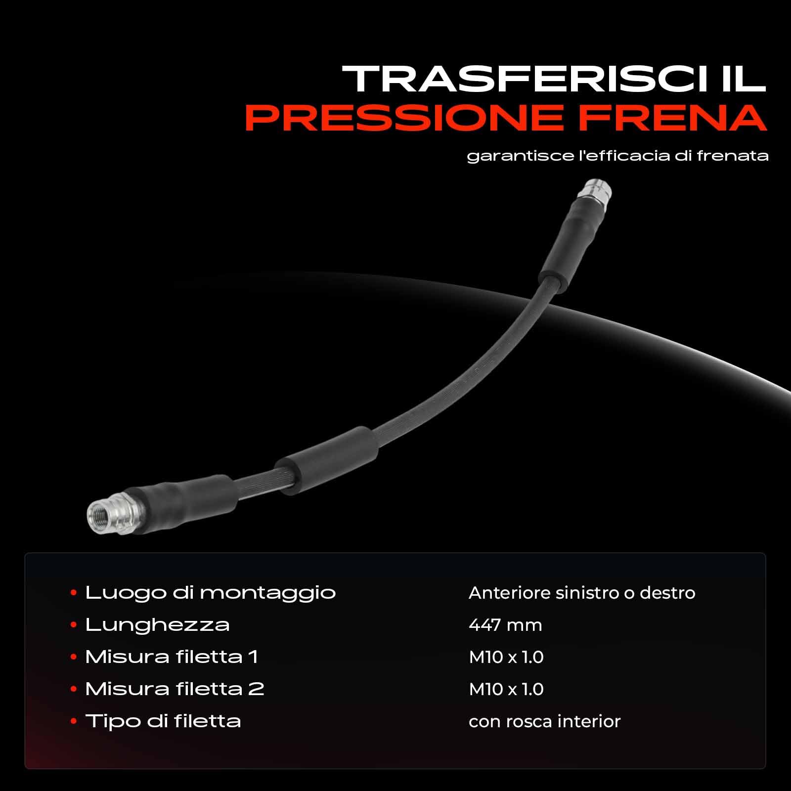 Frankberg Tubo Freno Tubo Freno idraulico con tubazioni Anteriore sinistro 337mm Compatibile con A4 8W2 8WC 1.4L-3.0L 2015-2025 A5 F53 F5P 1.4L-3.0L 2016-2025 Replace# 8W0611707B